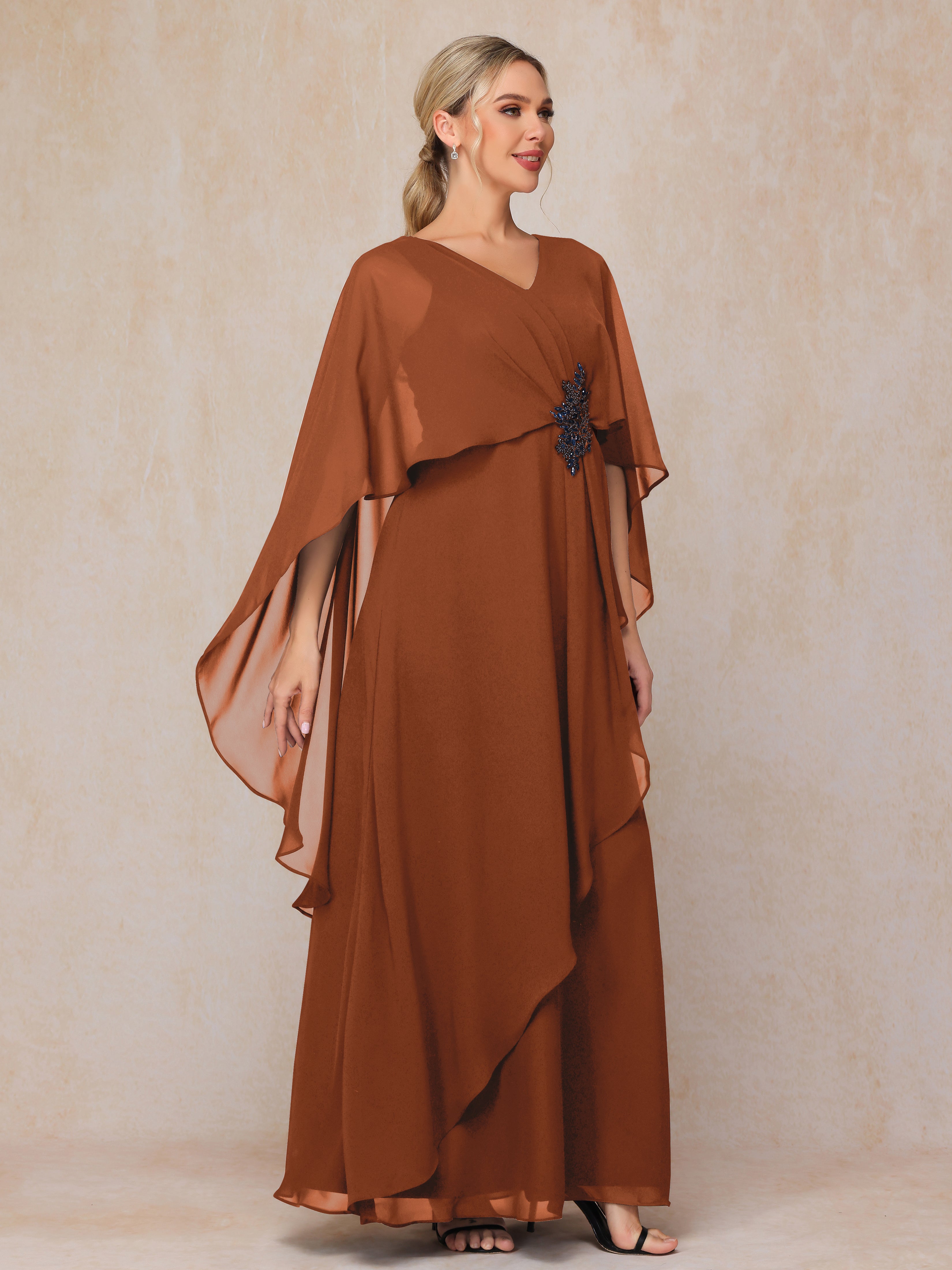 V Neck A Line Chiffon Mother Of The  Groom Dress