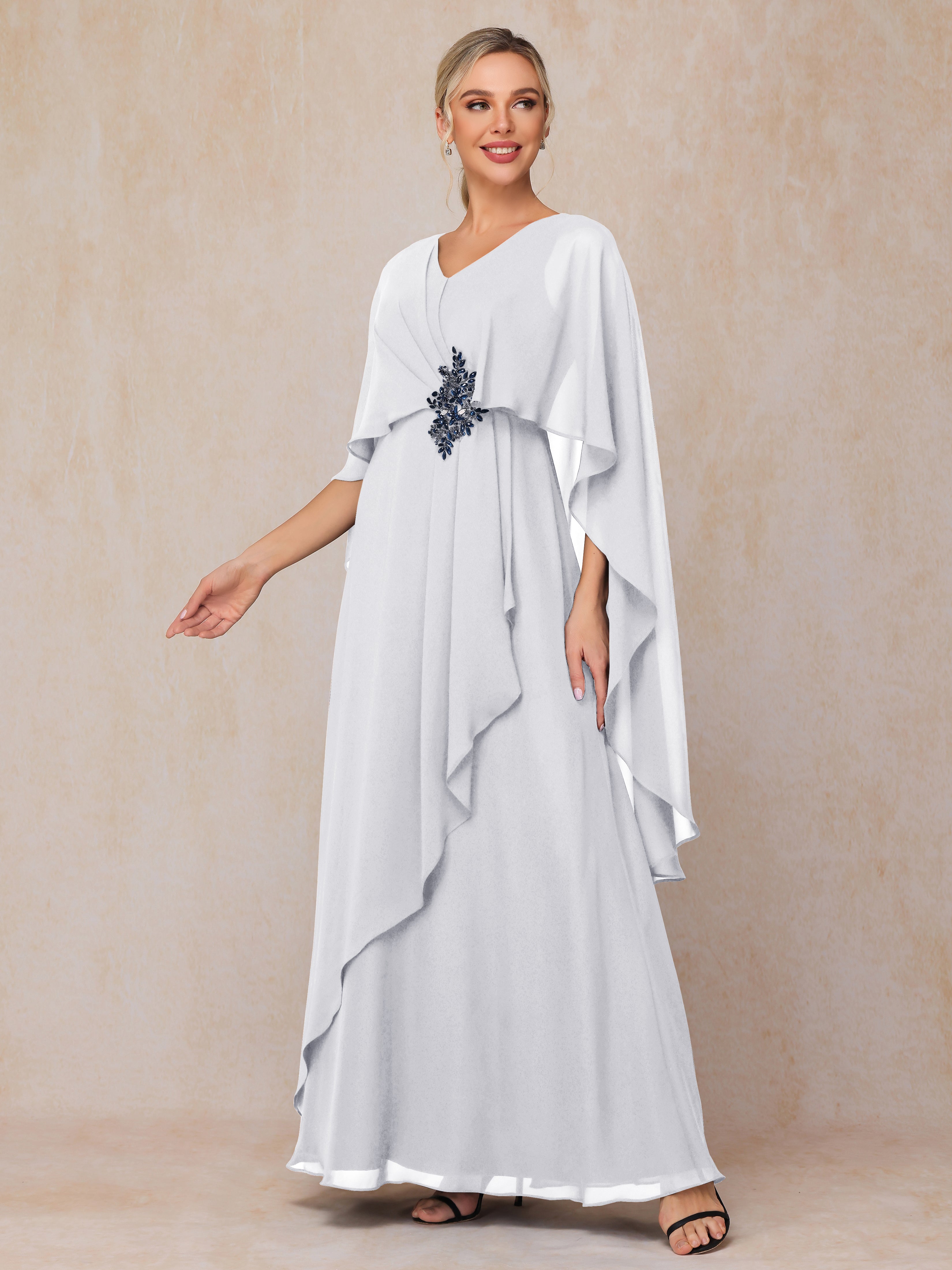 V Neck A Line Chiffon Mother Of The  Groom Dress