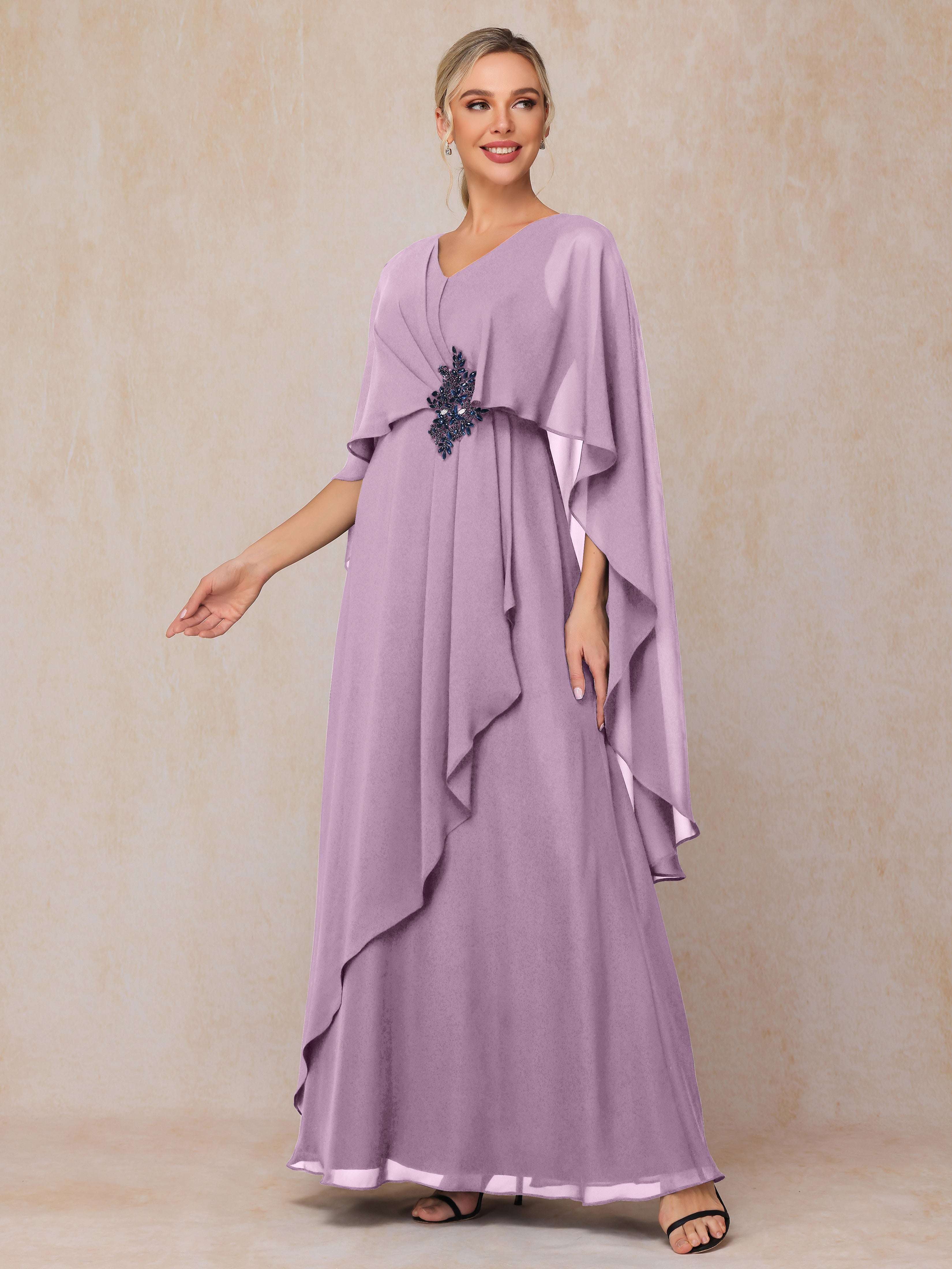 V Neck A Line Chiffon Mother Of The  Groom Dress