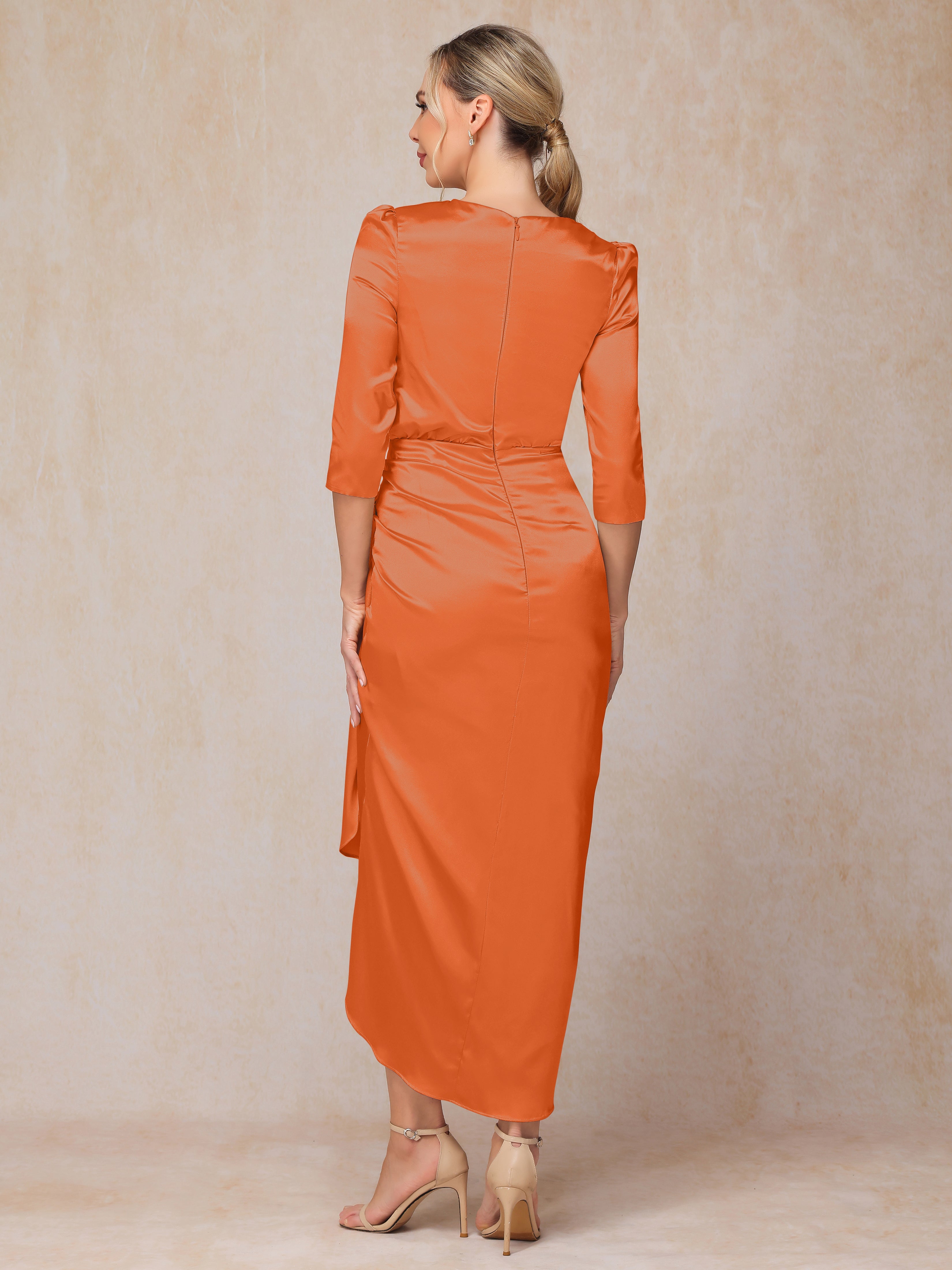 Half Sleeves Ankle Length Soft Satin Mother Of The  Groom Dress