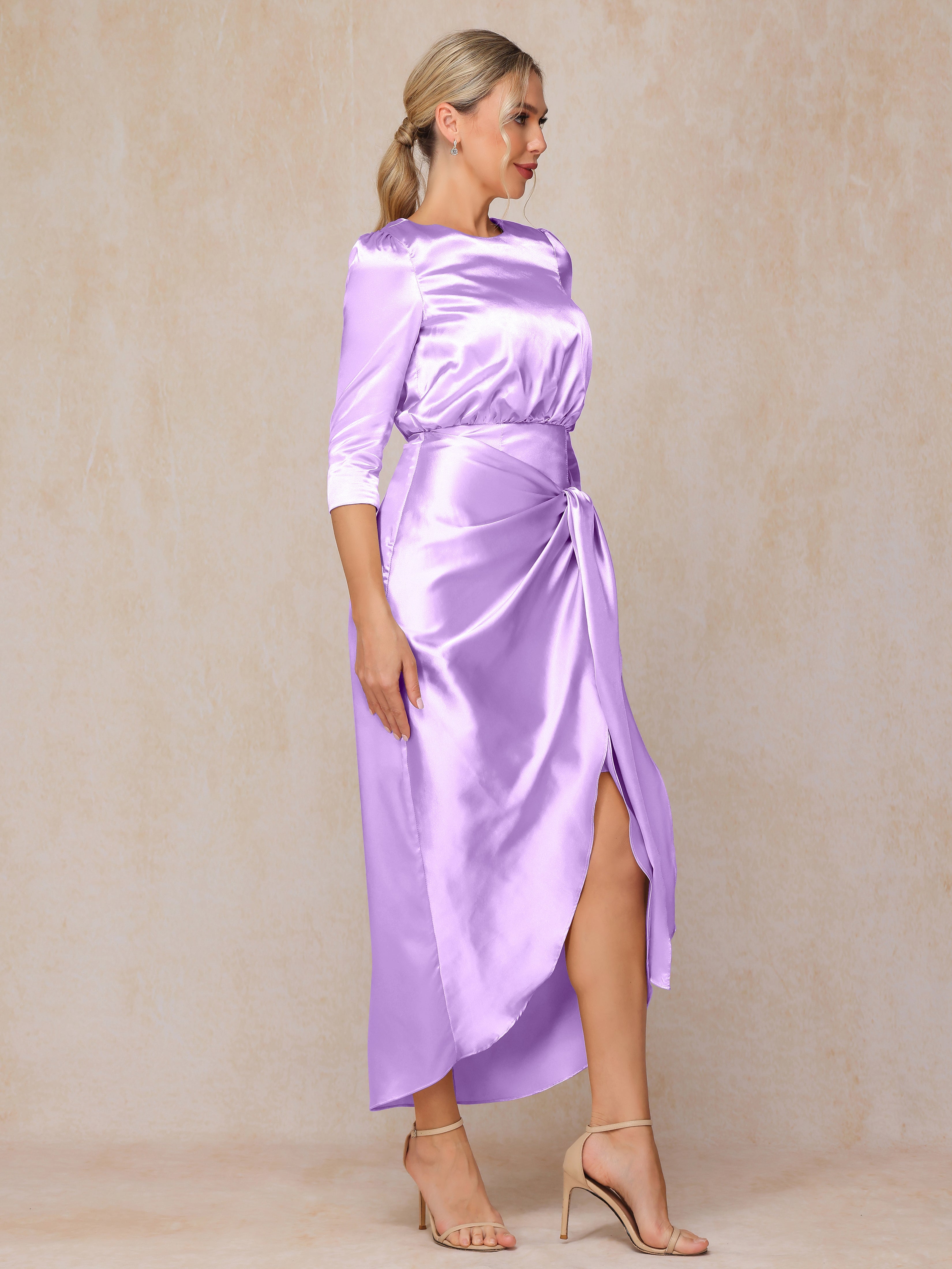 Half Sleeves Ankle Length Soft Satin Mother Of The  Groom Dress