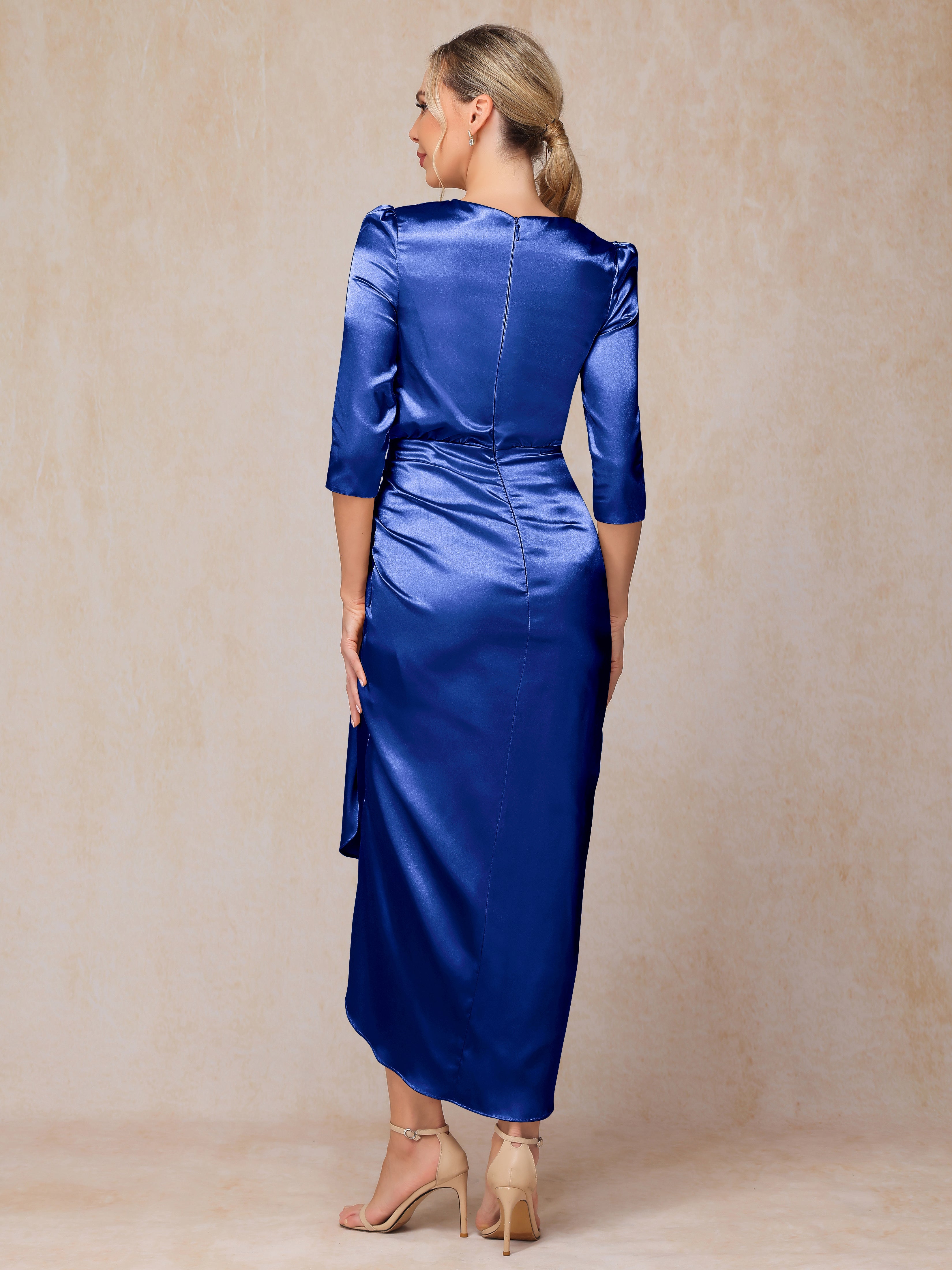 Half Sleeves Ankle Length Soft Satin Mother Of The  Groom Dress