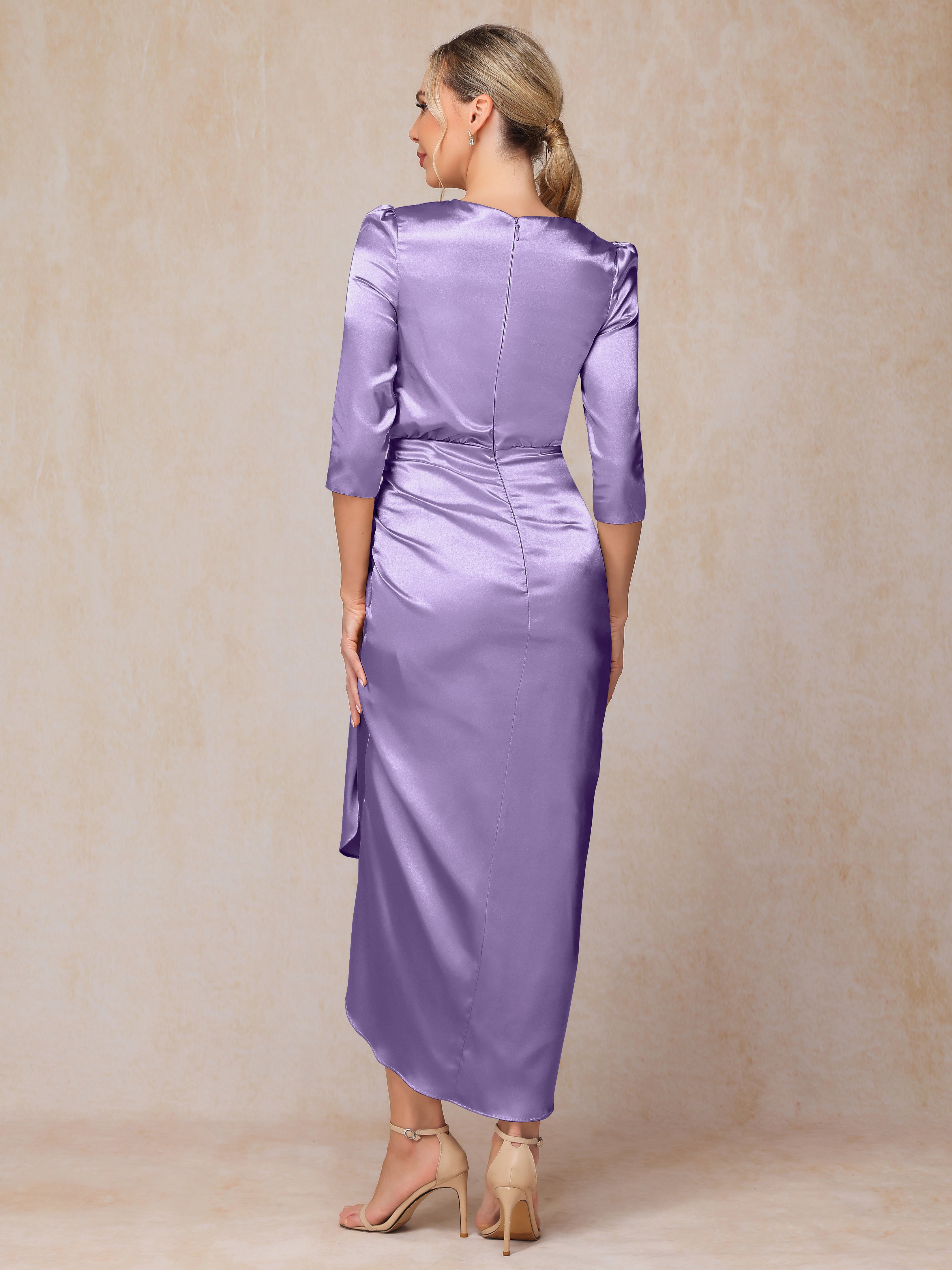 Half Sleeves Ankle Length Soft Satin Mother Of The  Groom Dress