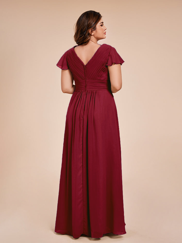 Charlie A-line V Neck Chiffon Plus Size Bridesmaid Dresses