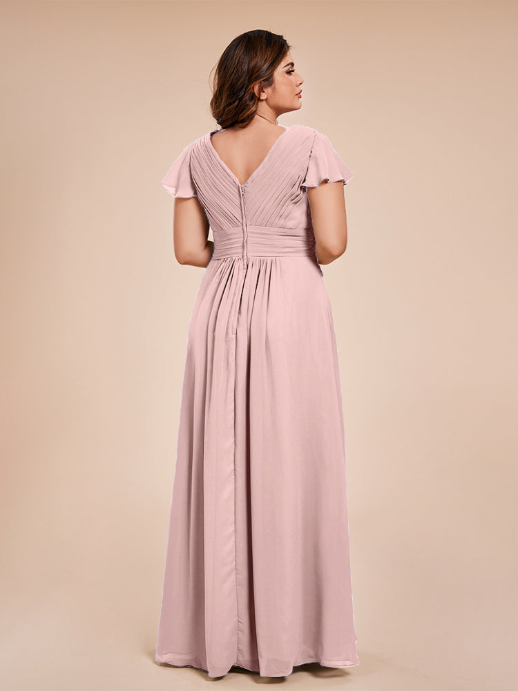 Charlie A-line V Neck Chiffon Plus Size Bridesmaid Dresses