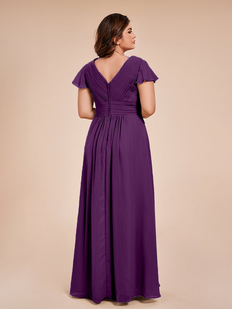 Charlie A-line V Neck Chiffon Plus Size Bridesmaid Dresses