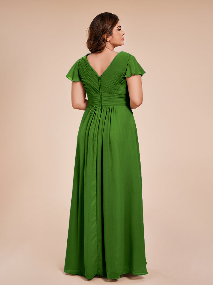 Charlie A-line V Neck Chiffon Plus Size Bridesmaid Dresses