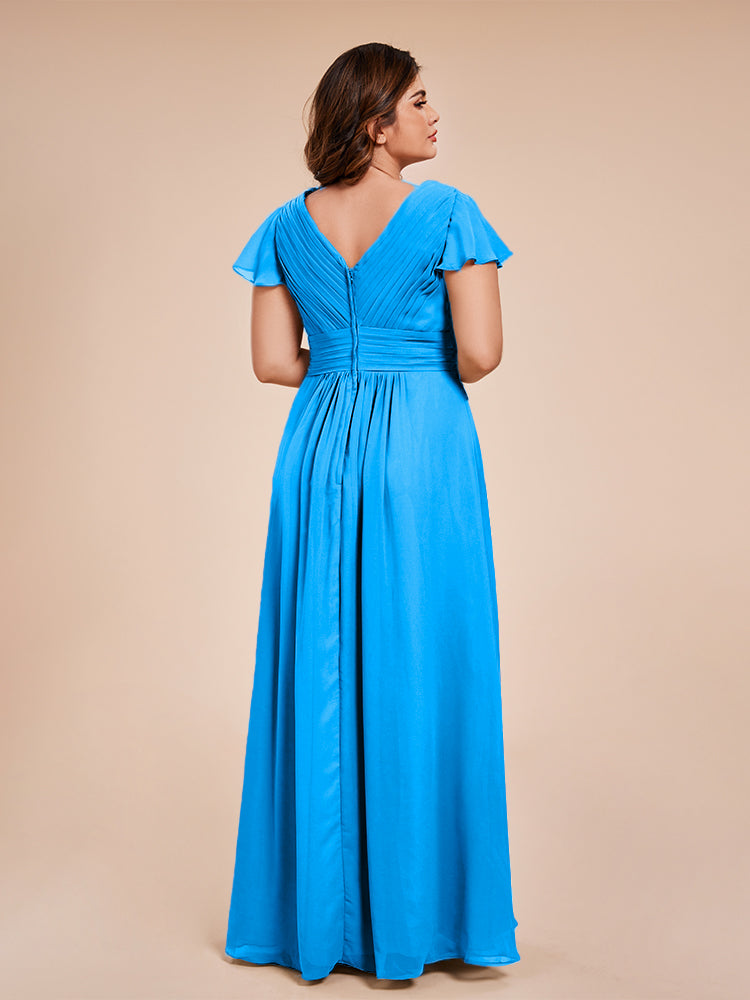 Charlie A-line V Neck Chiffon Plus Size Bridesmaid Dresses