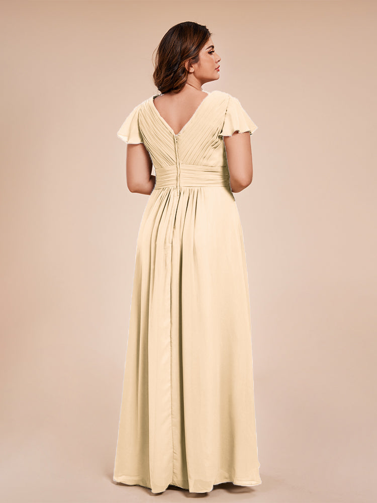 Charlie A-line V Neck Chiffon Plus Size Bridesmaid Dresses