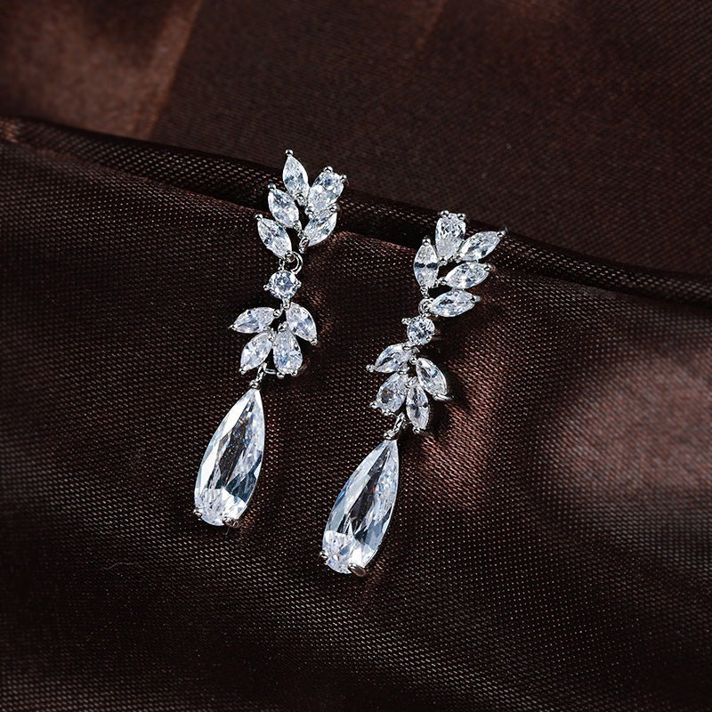 Teardrop Wedding Long Earrings