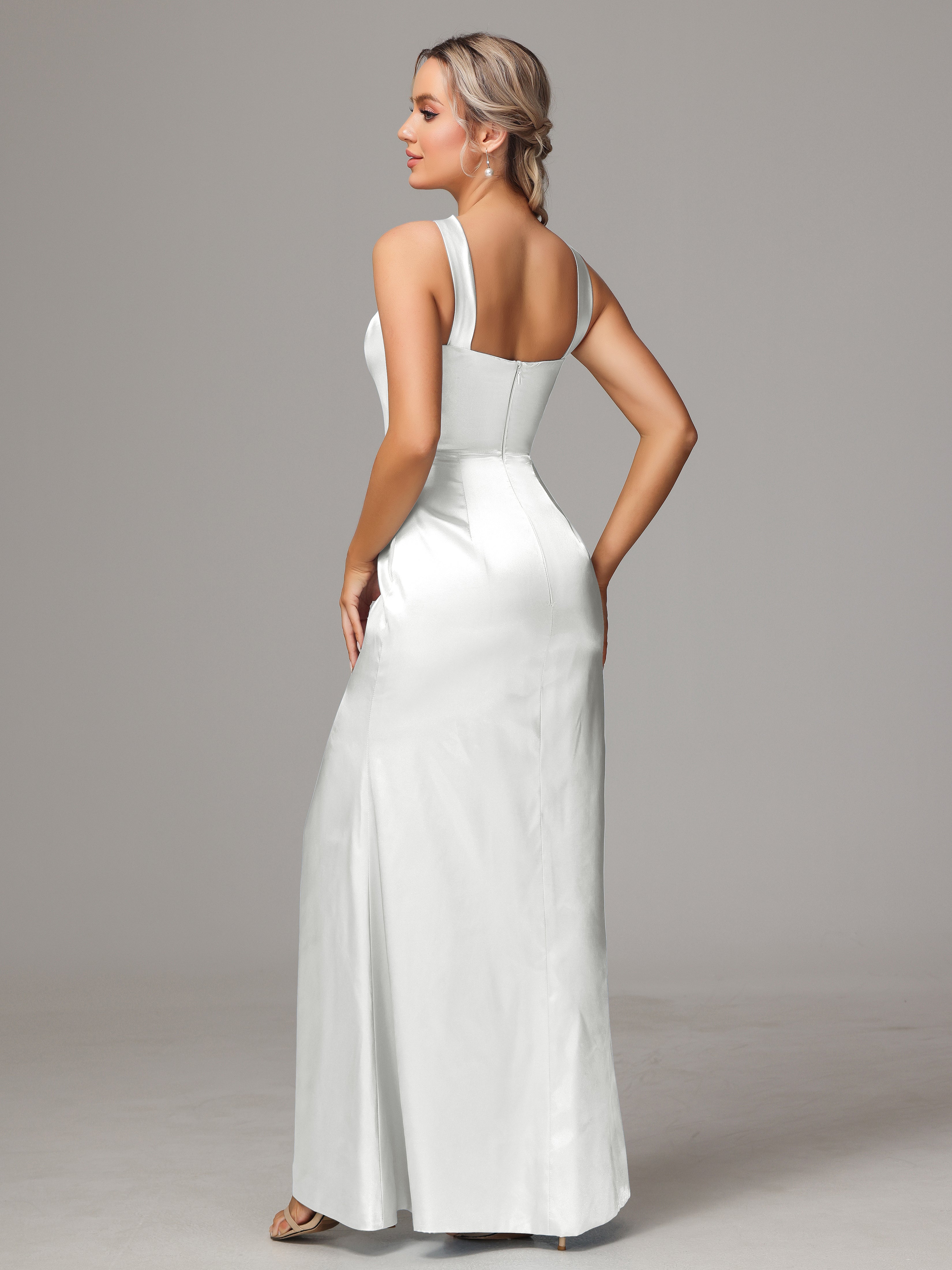 Halter Sleeveless Soft Satin Wedding Guest Dress