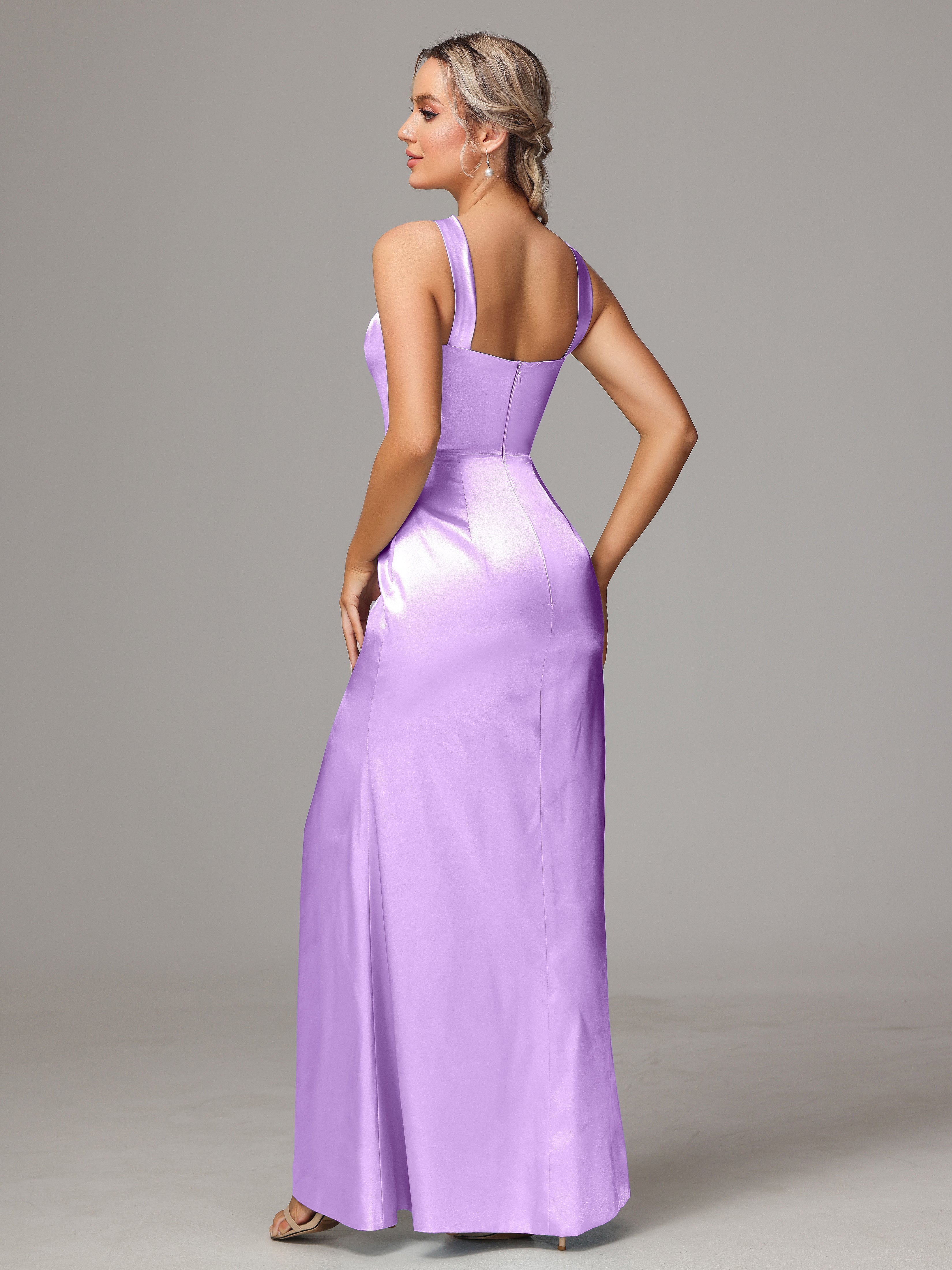 Halter Sleeveless Soft Satin Bridesmaid Dress