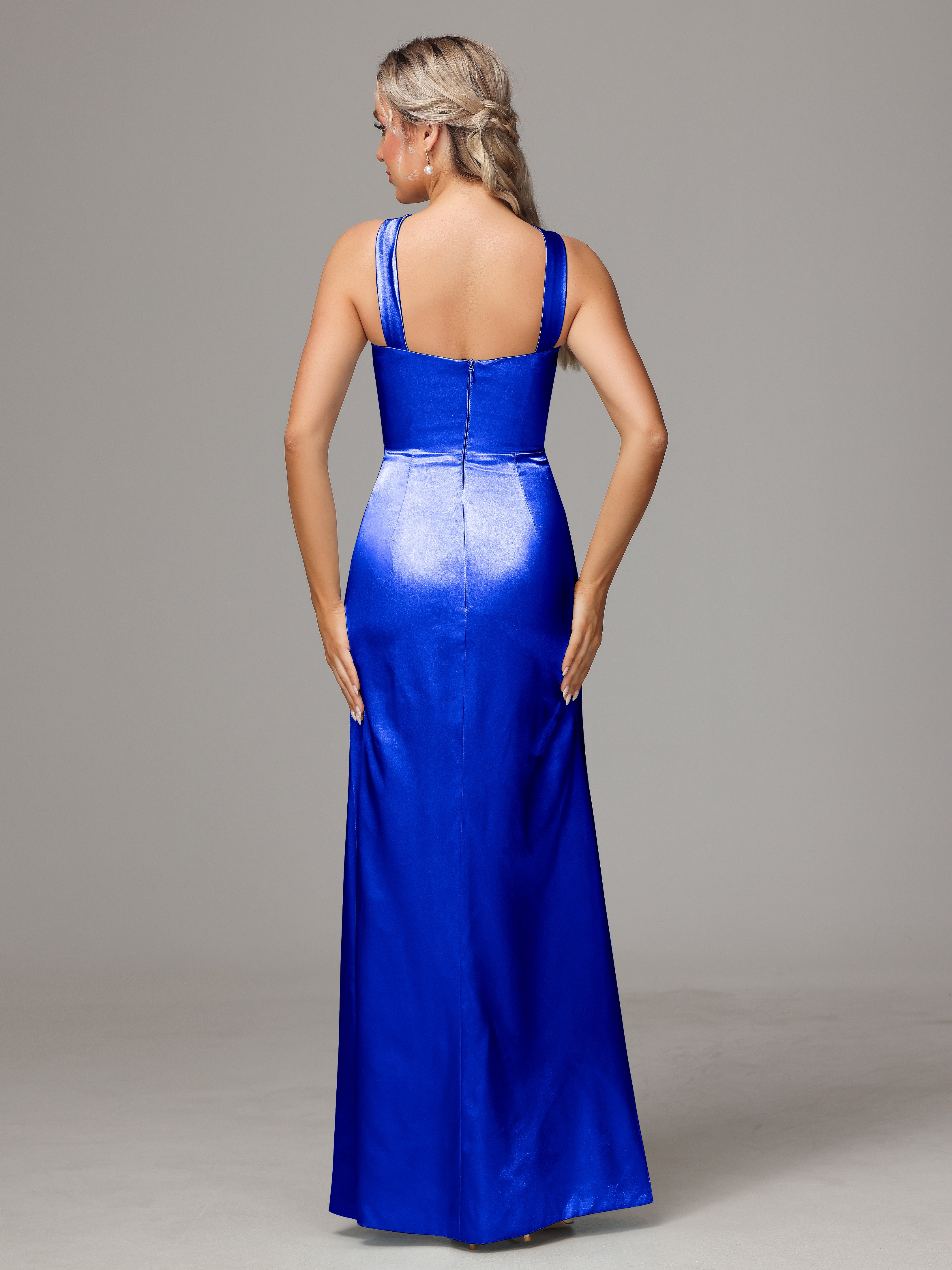 Halter Sleeveless Soft Satin Bridesmaid Dress