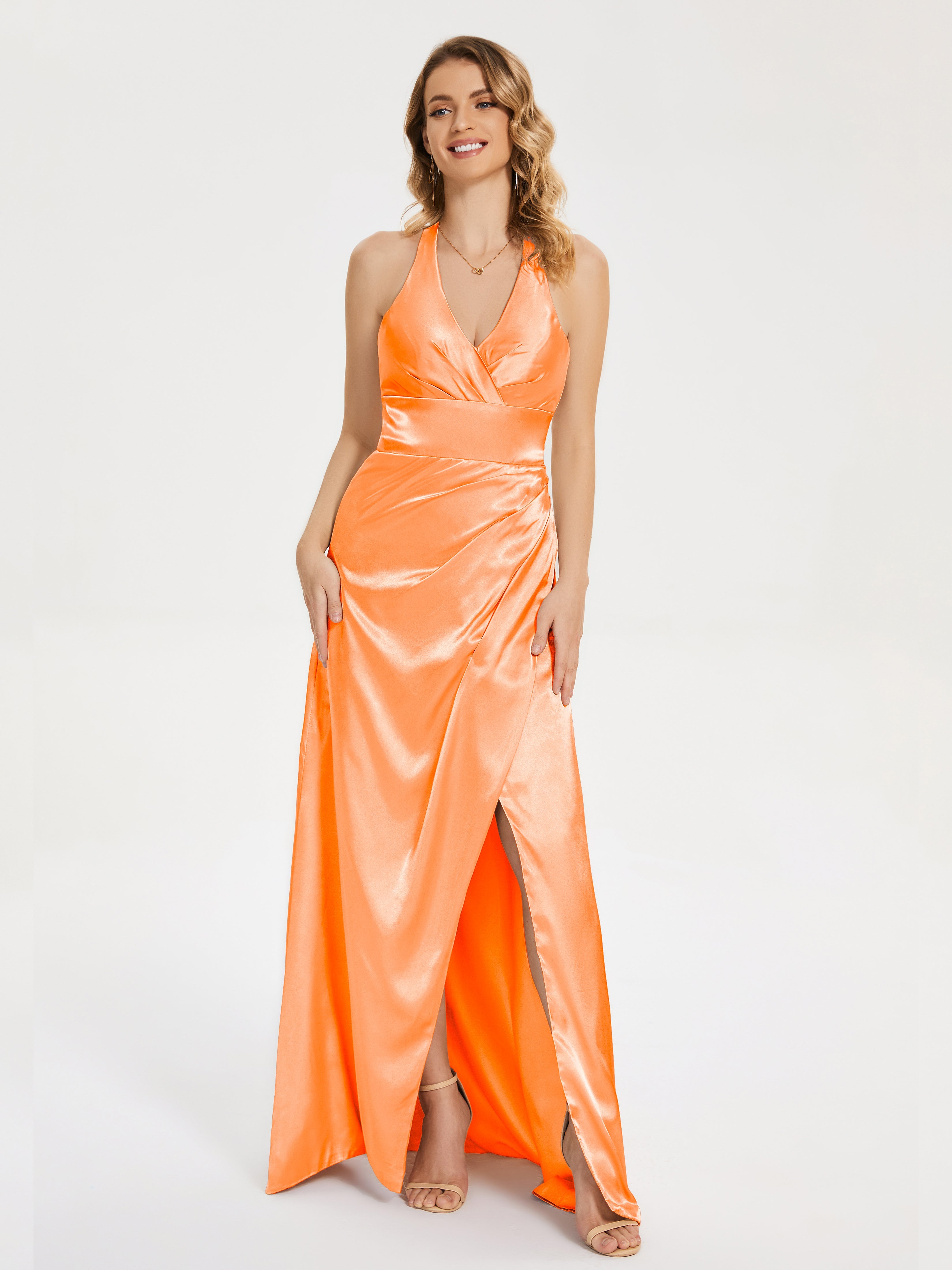 Mariana Halter Backless Soft Satin Bridesmaid Dress