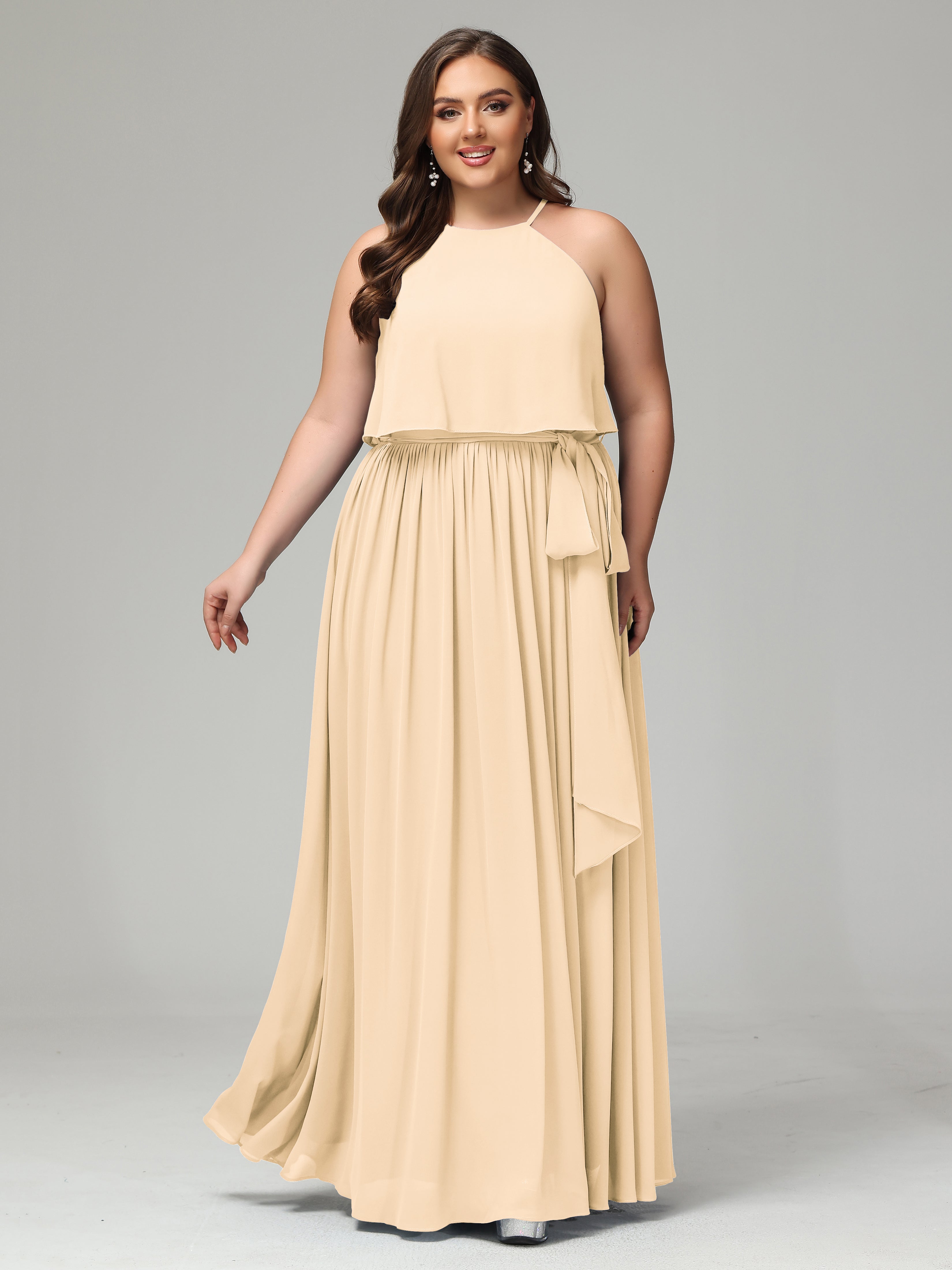 Peach dress plus size best sale