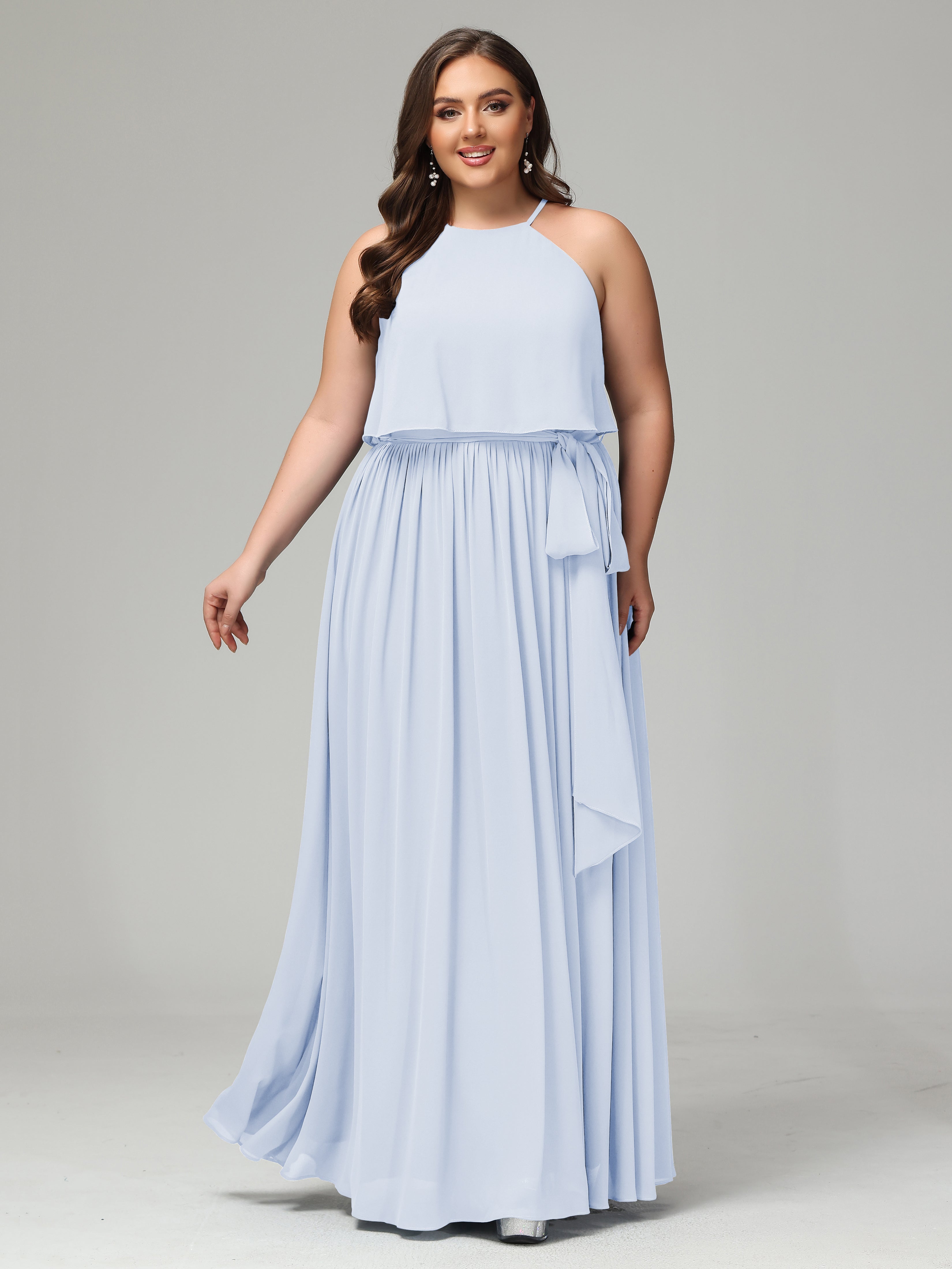 Halter Chiffon Bridesmaid Dress Plus Size