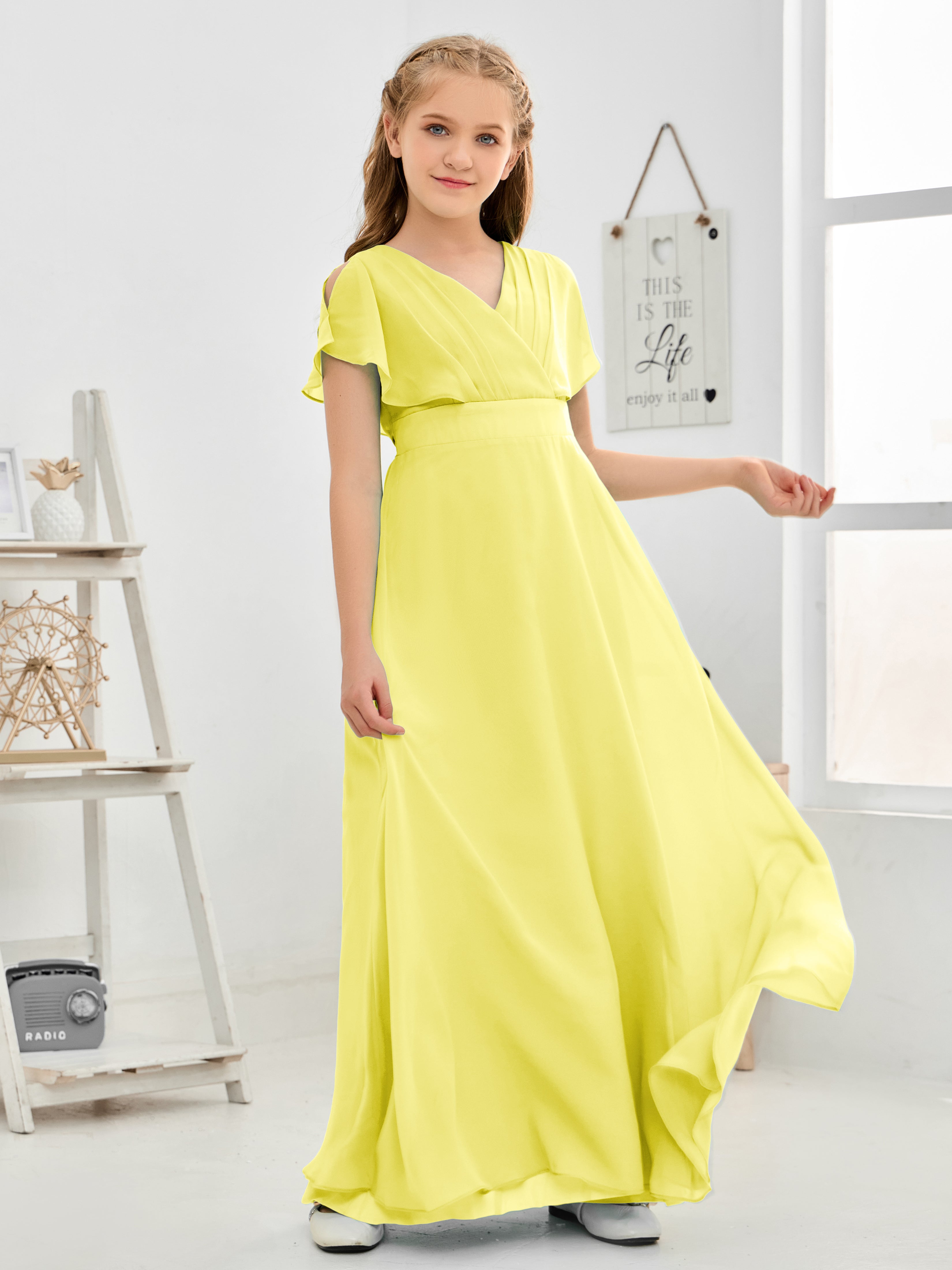 Girls lemon bridesmaid dresses best sale