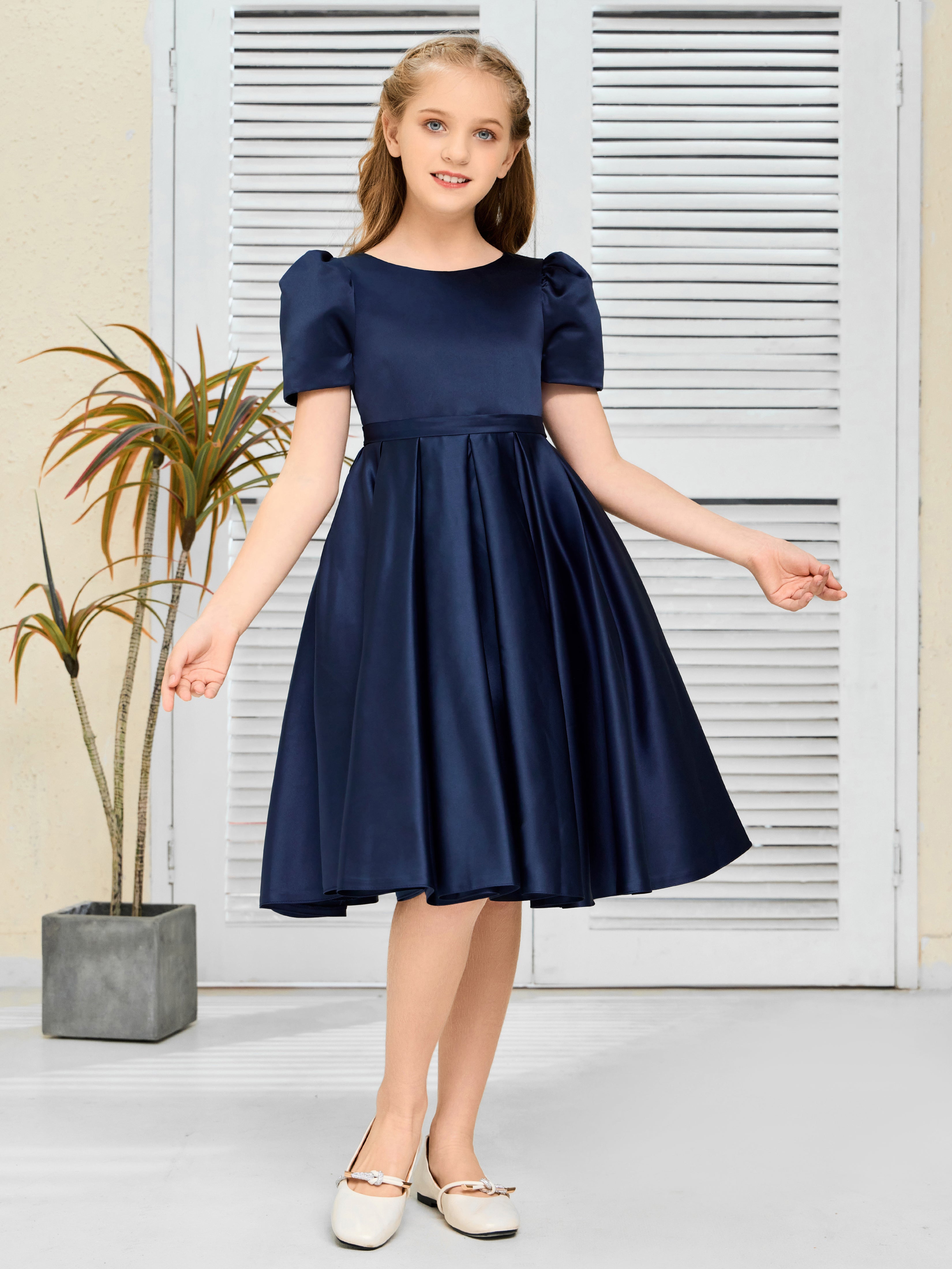 Navy fashion blue dress for girl