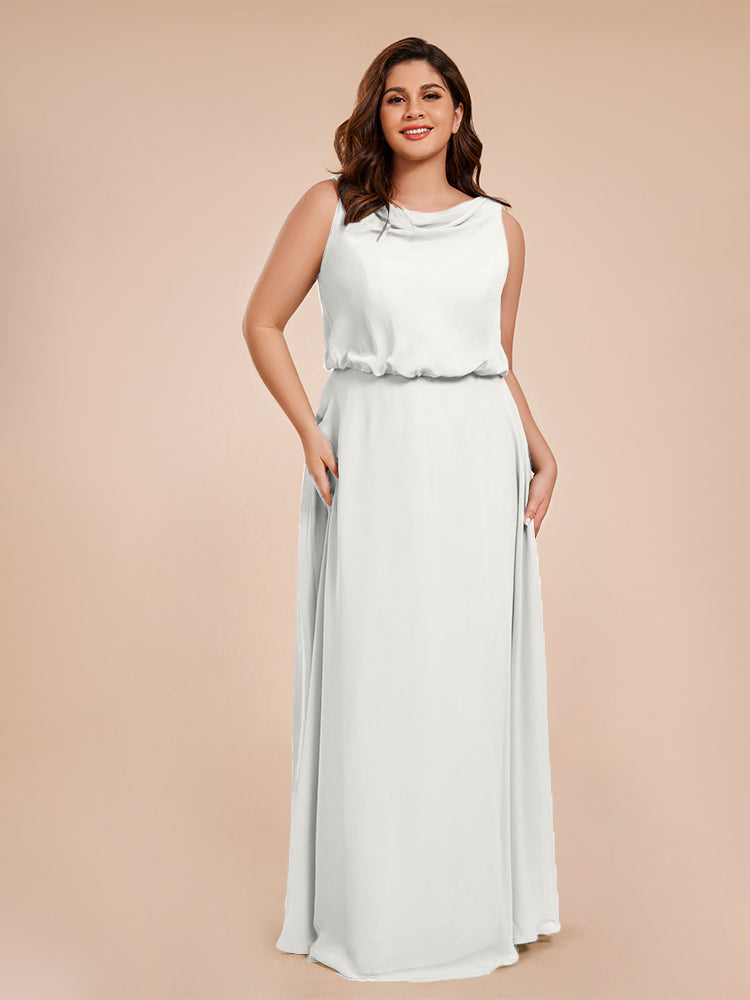 Layla Cowl Neck Chiffon Plus Size Long Bridesmaid Dresses