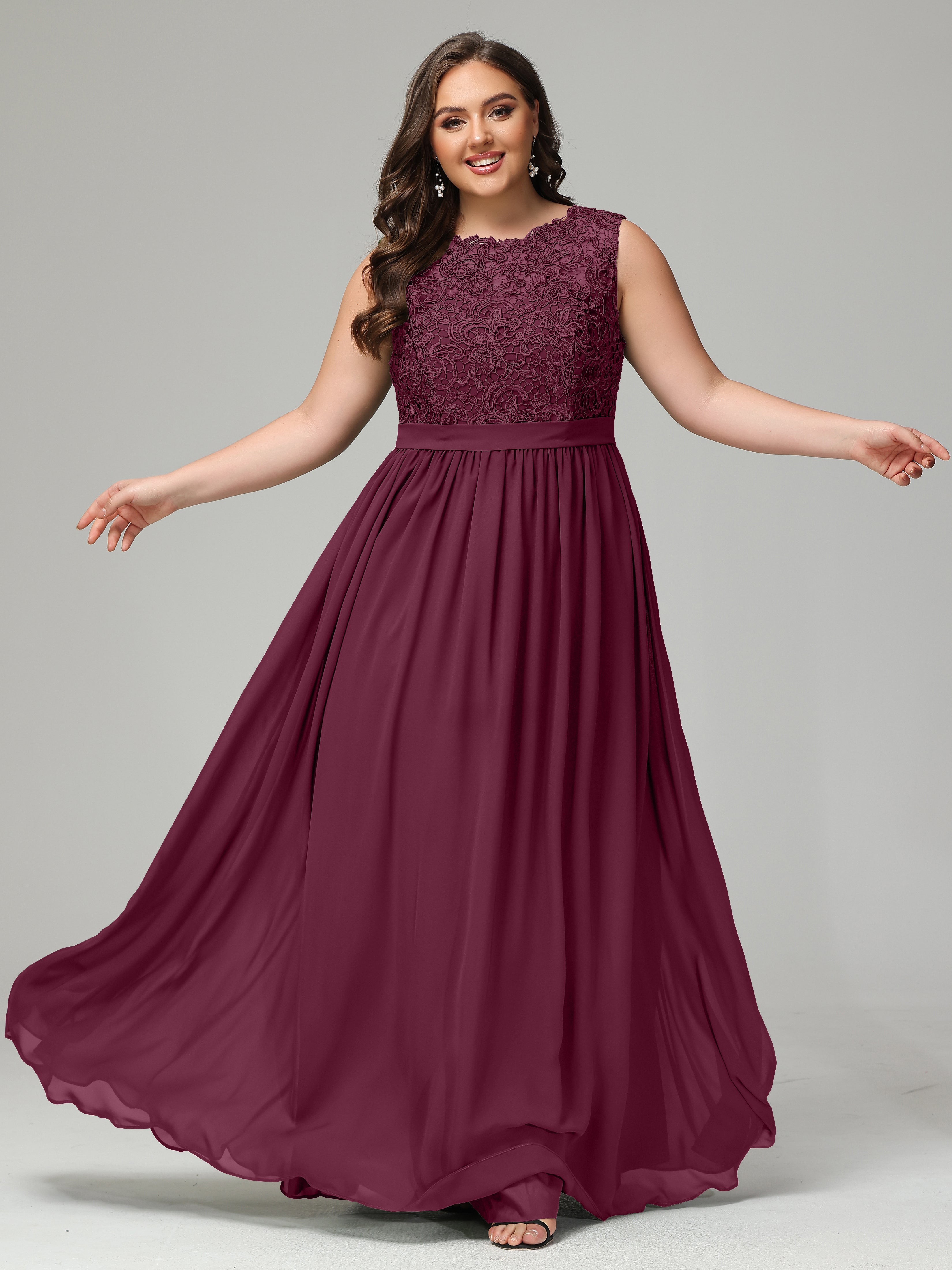 A-Line Bateau Plus Size Chiffon Bridesmaid Dresses-1