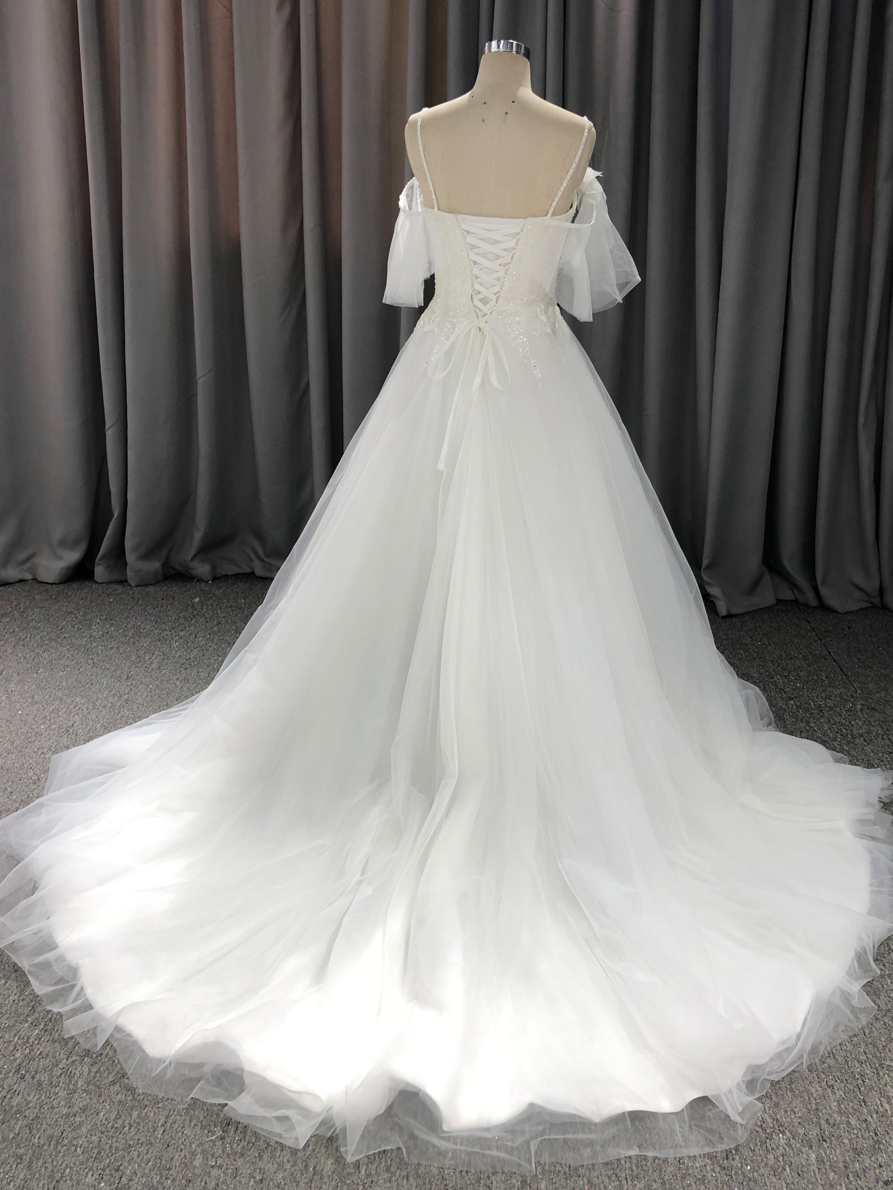 Off the Shoulder Sweetheart Beading Bodice A-Line Wedding Dress