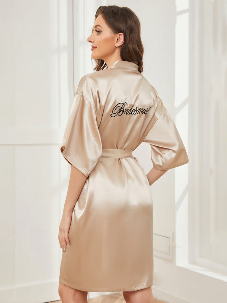 Cicinia Ready Satin Champagne Robe for Bridesmaid