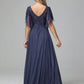Short Sleeves Chiffon V Neck Lace Appliques Mother of the Bride Dress