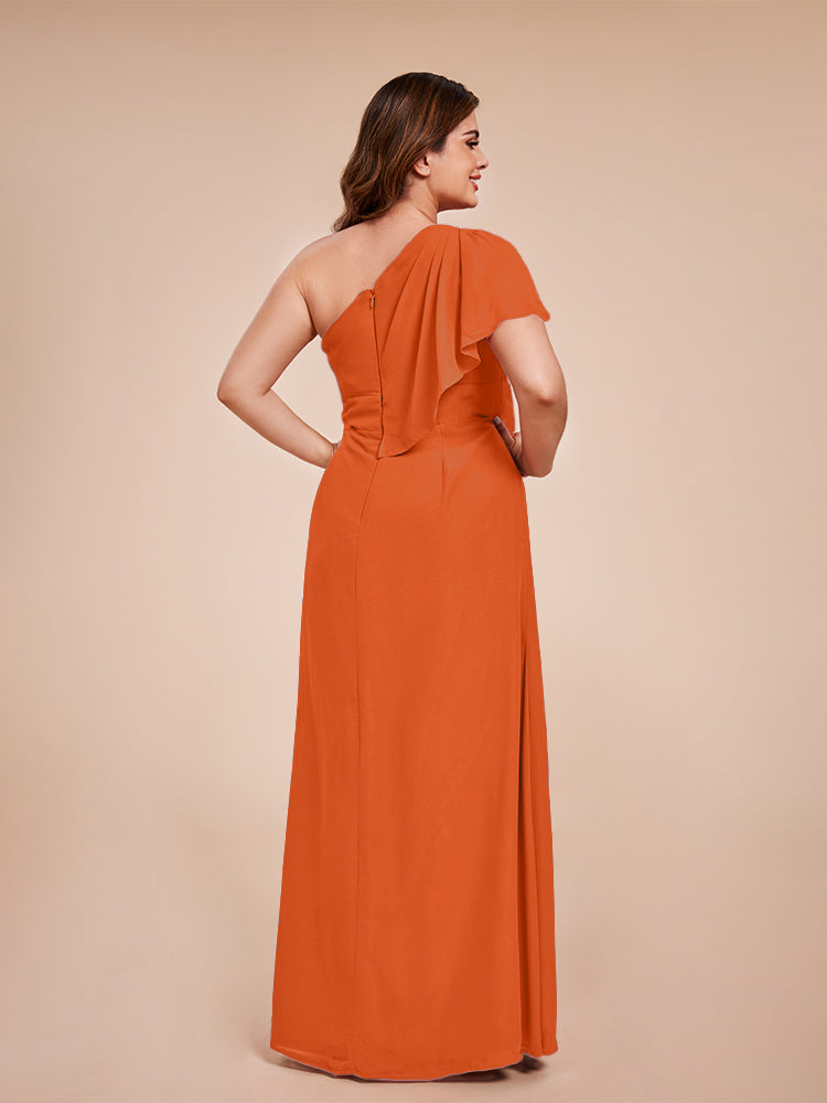 Samara Side Slit One Shoulder Chiffon Plus Size Bridesmaid Dress