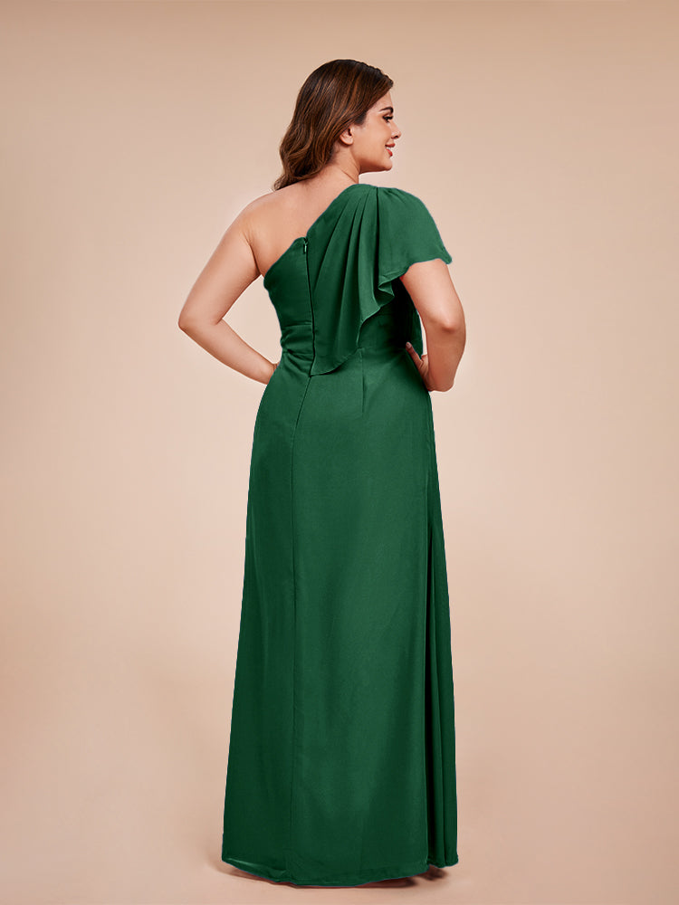 Samara Side Slit One Shoulder Chiffon Plus Size Bridesmaid Dress