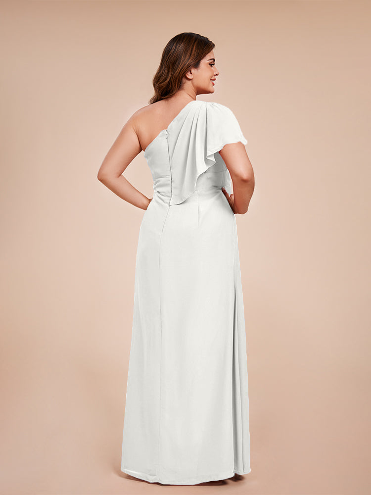 Samara Side Slit One Shoulder Chiffon Plus Size Bridesmaid Dress