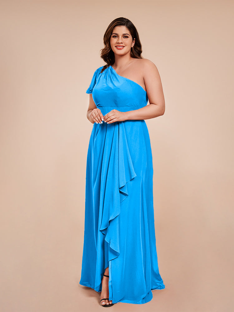 Samara Side Slit One Shoulder Chiffon Plus Size Bridesmaid Dress