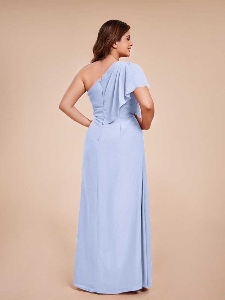 Samara Side Slit One Shoulder Chiffon Plus Size Bridesmaid Dress