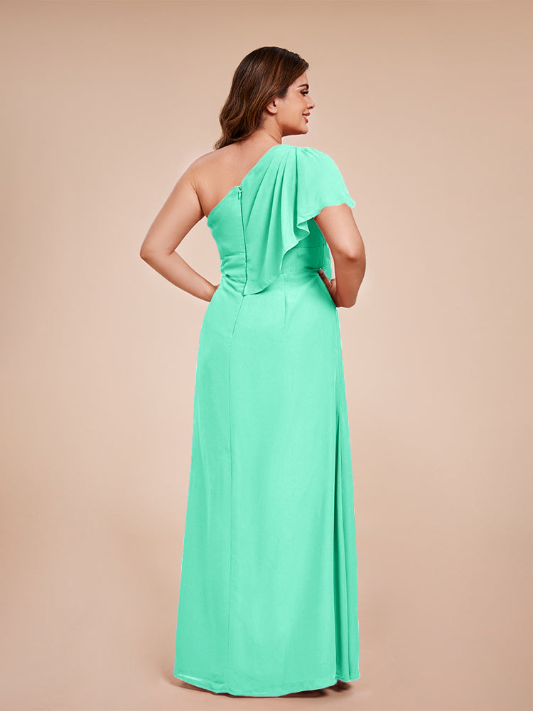 Samara Side Slit One Shoulder Chiffon Plus Size Bridesmaid Dress