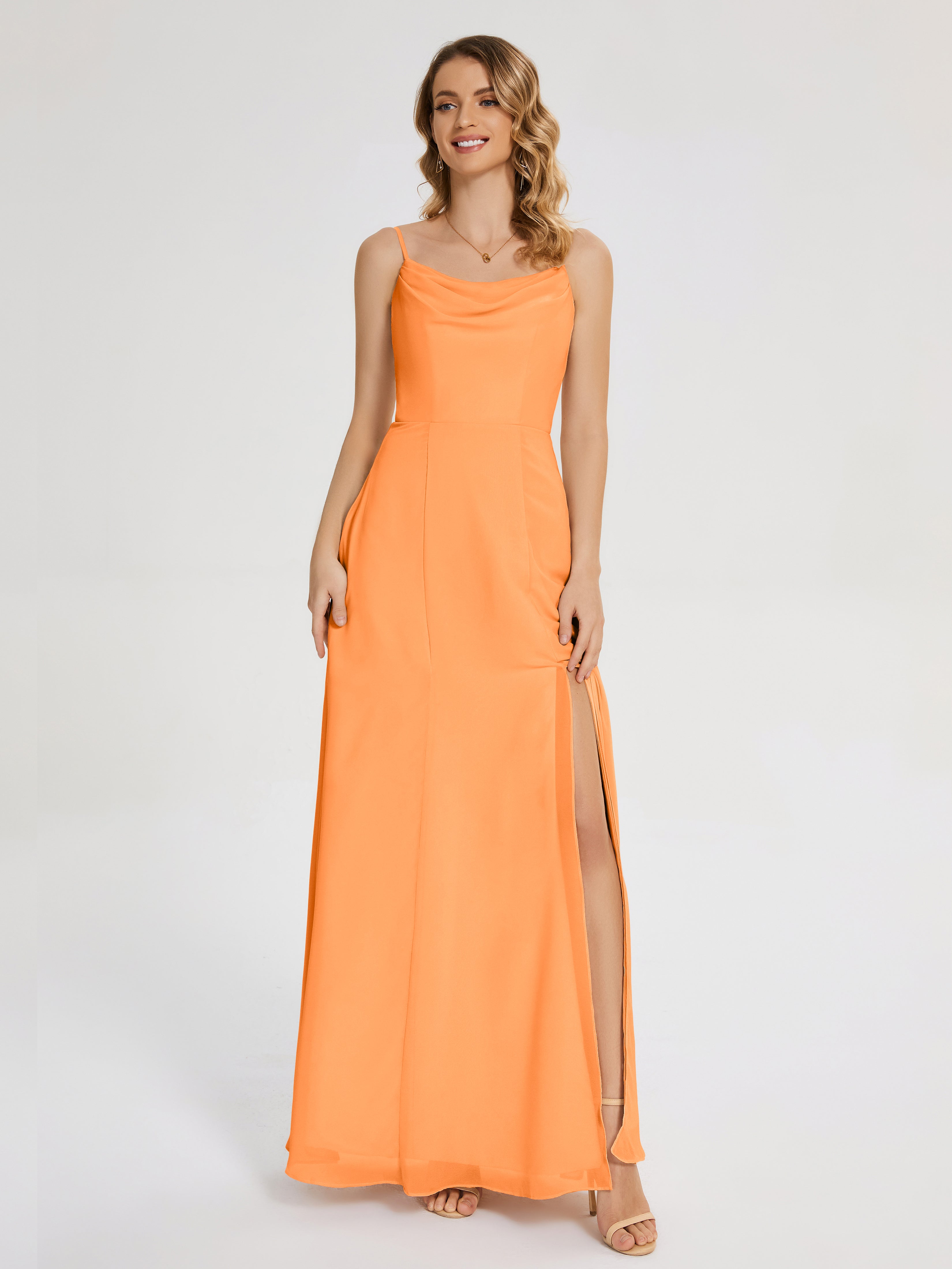 Blake Spaghetti Straps Chiffon Bridesmaid Dress with Slit