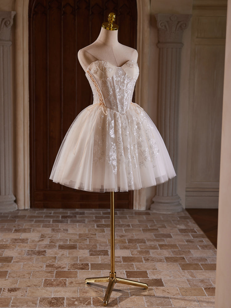 Strapless Sweetheart Ivory Short Homecoming Dresses