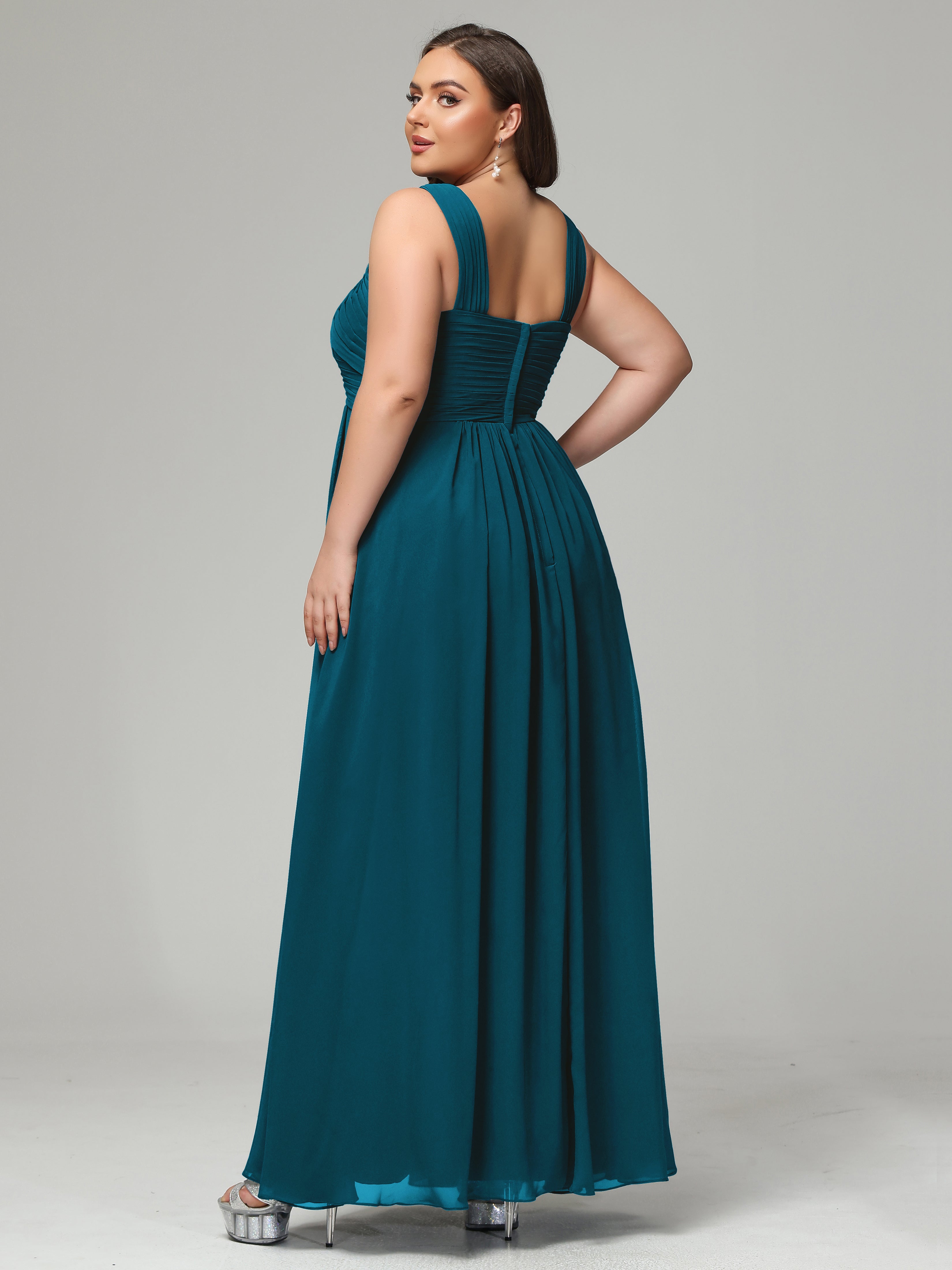 A-line Straps Chiffon Plus Size Bridesmaid Dresses