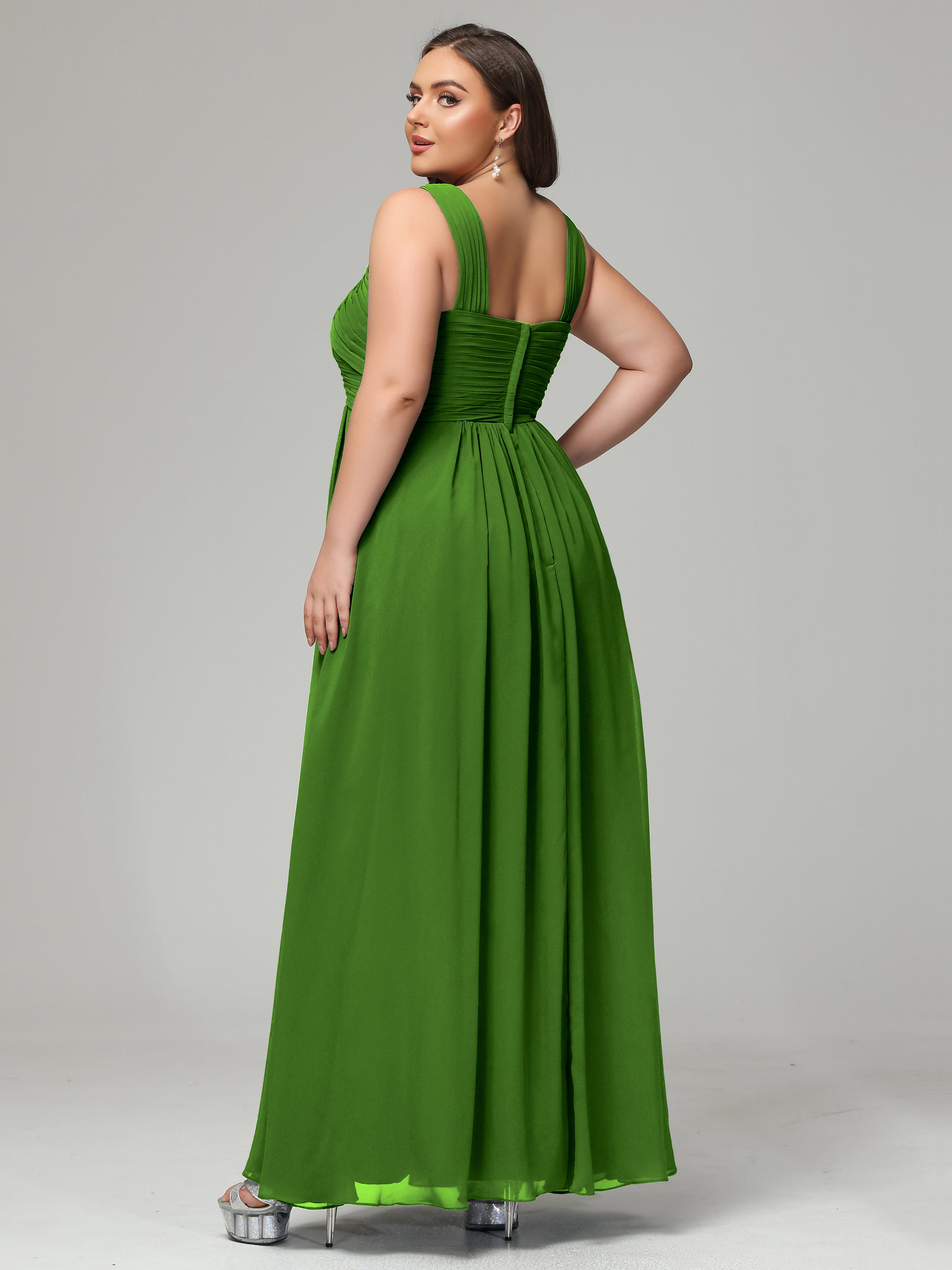 A-line Straps Chiffon Plus Size Bridesmaid Dresses