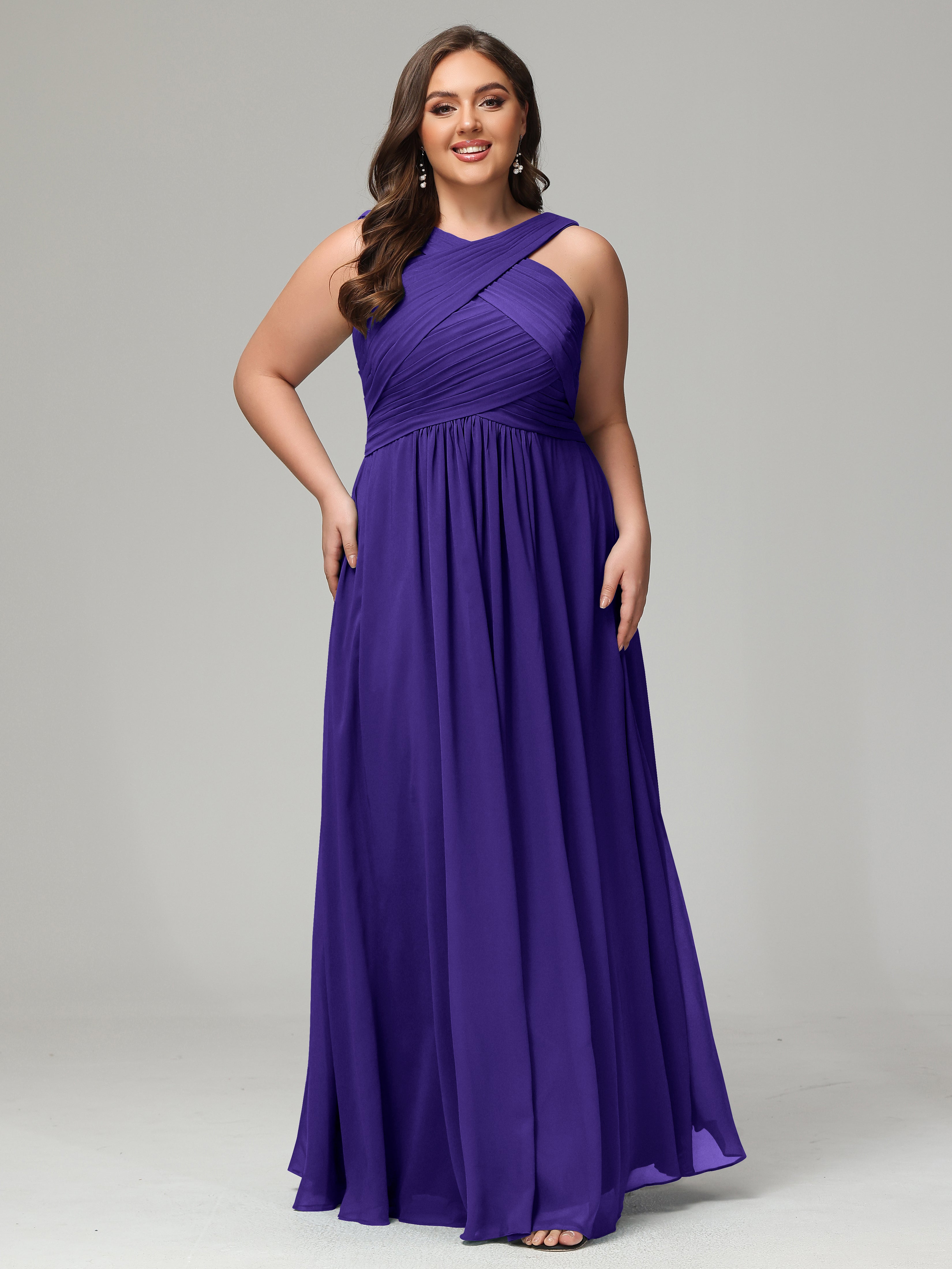 A-line Straps Chiffon Plus Size Bridesmaid Dresses