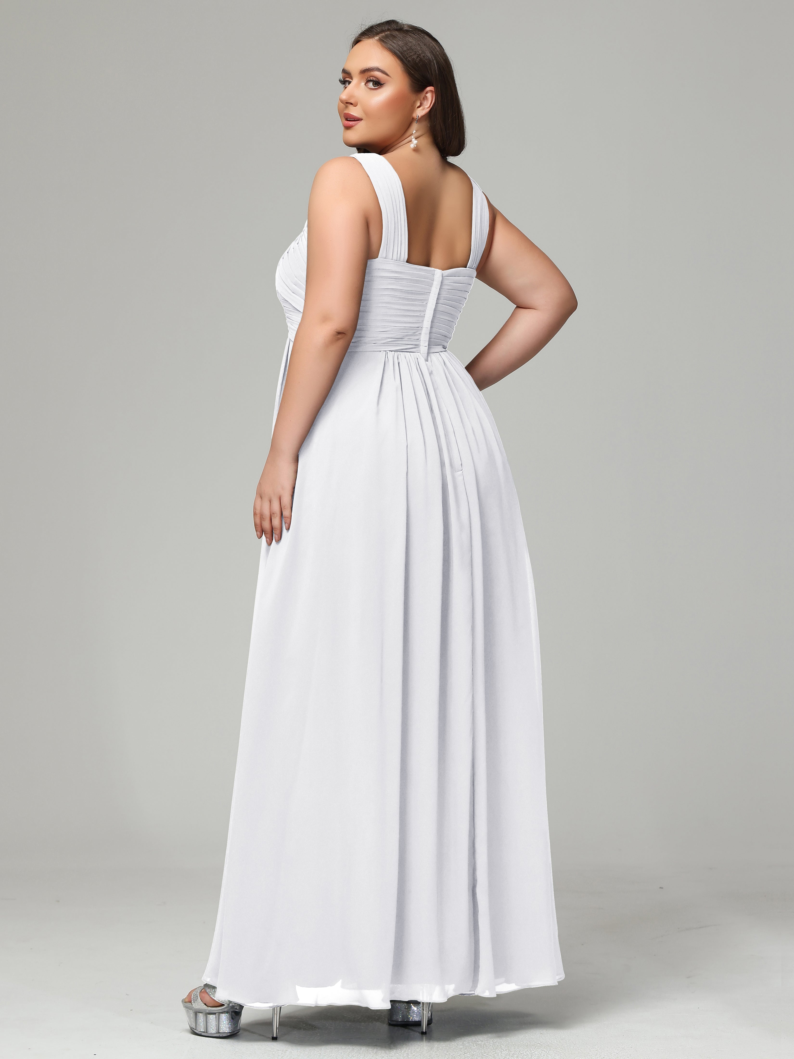 A-line Straps Chiffon Plus Size Bridesmaid Dresses