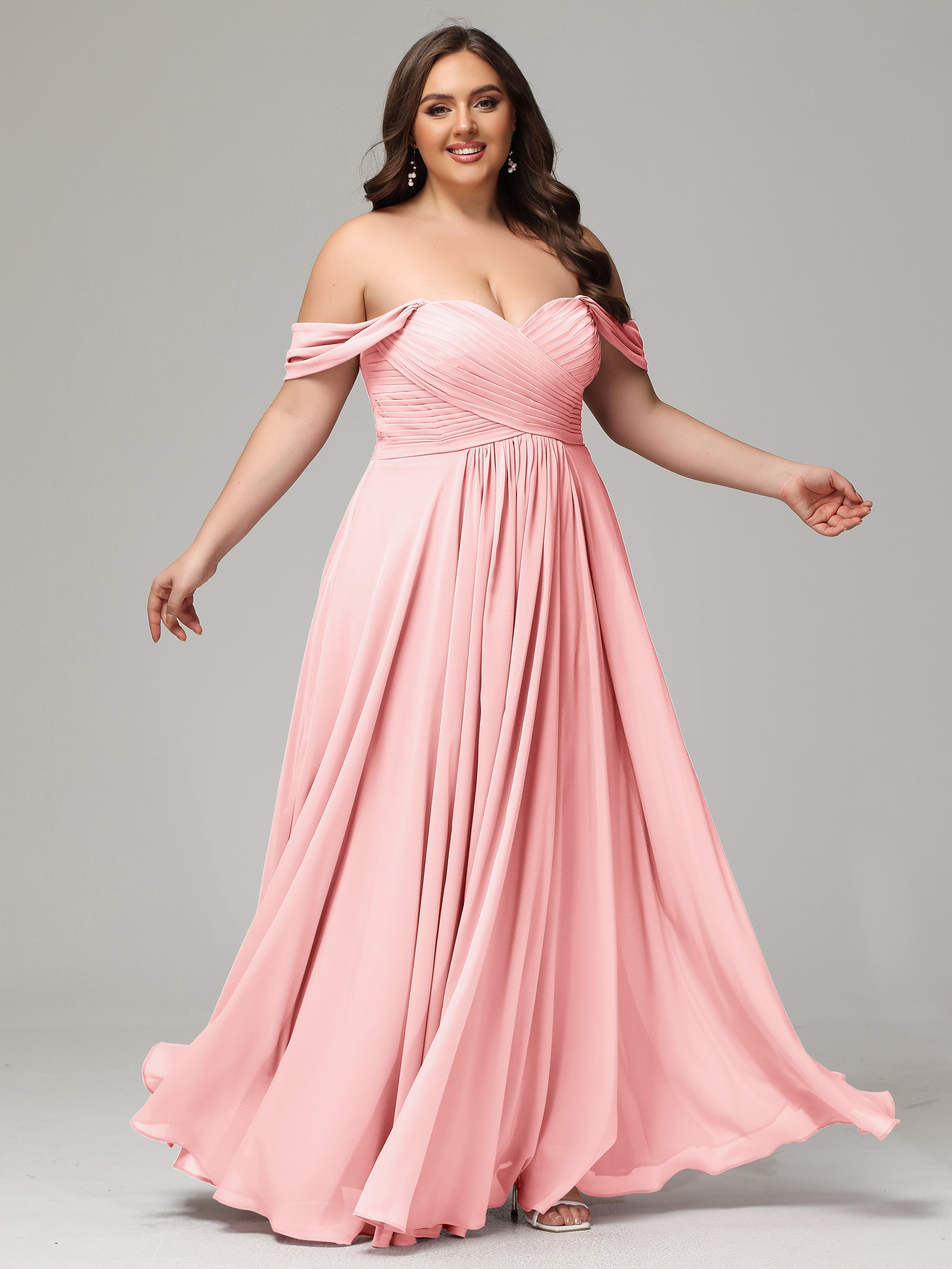 A line Sweetheart neckline Chiffon Bridesmaid Dress Plus Size