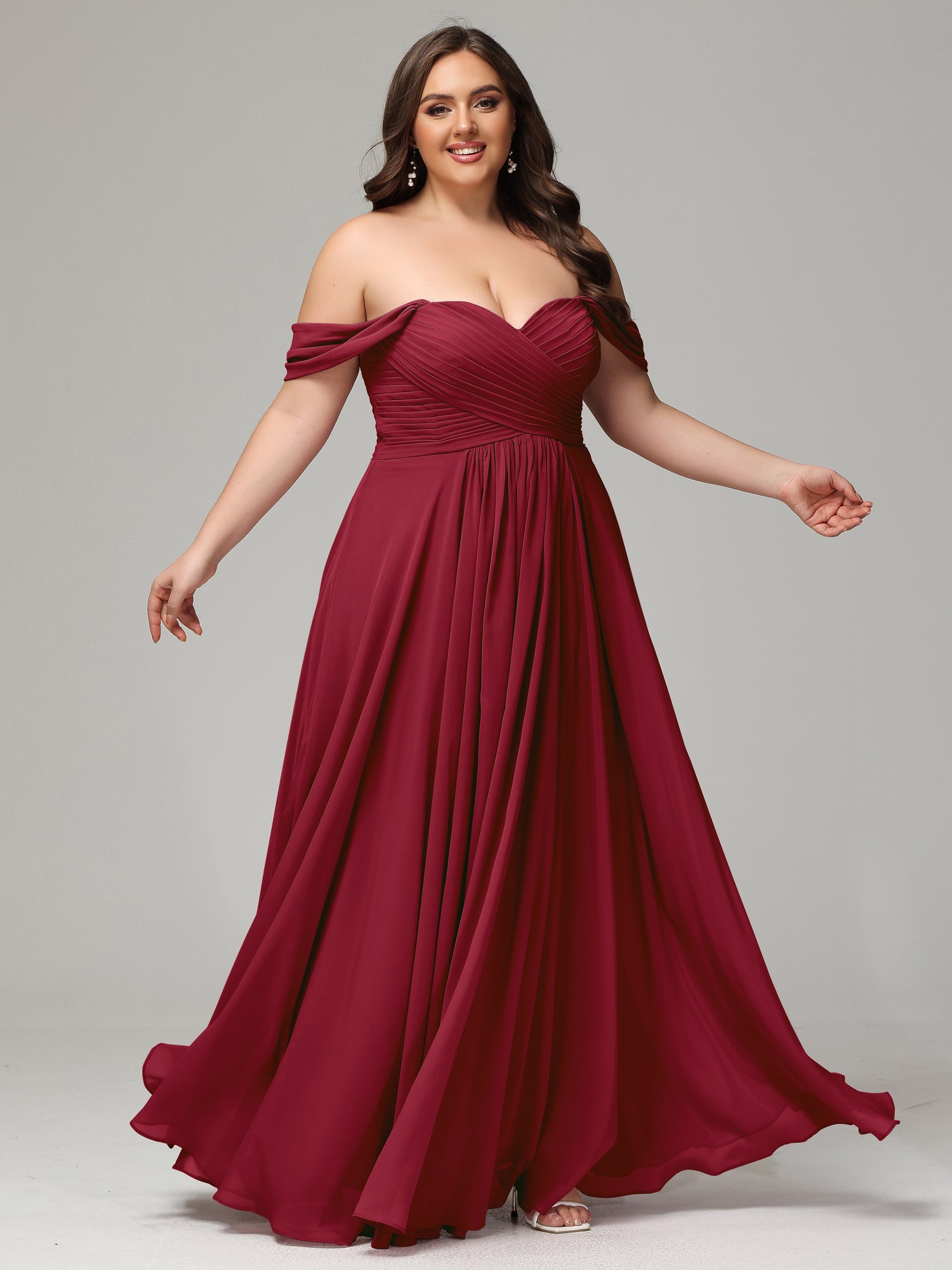 A-line Sweetheart neckline Chiffon-Bridesmaid Dress Plus Size