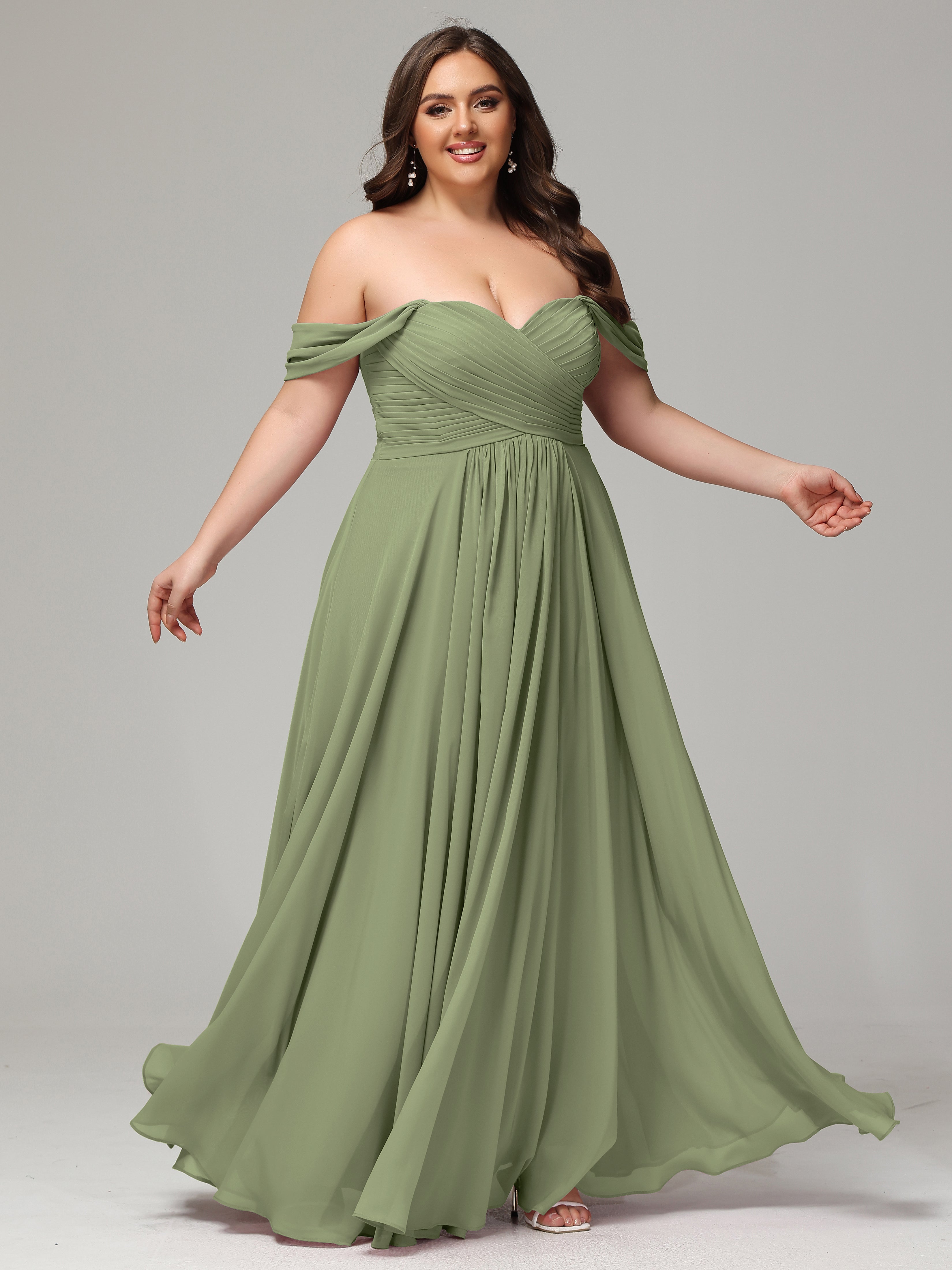 A-line Sweetheart neckline Chiffon-Bridesmaid Dress Plus Size