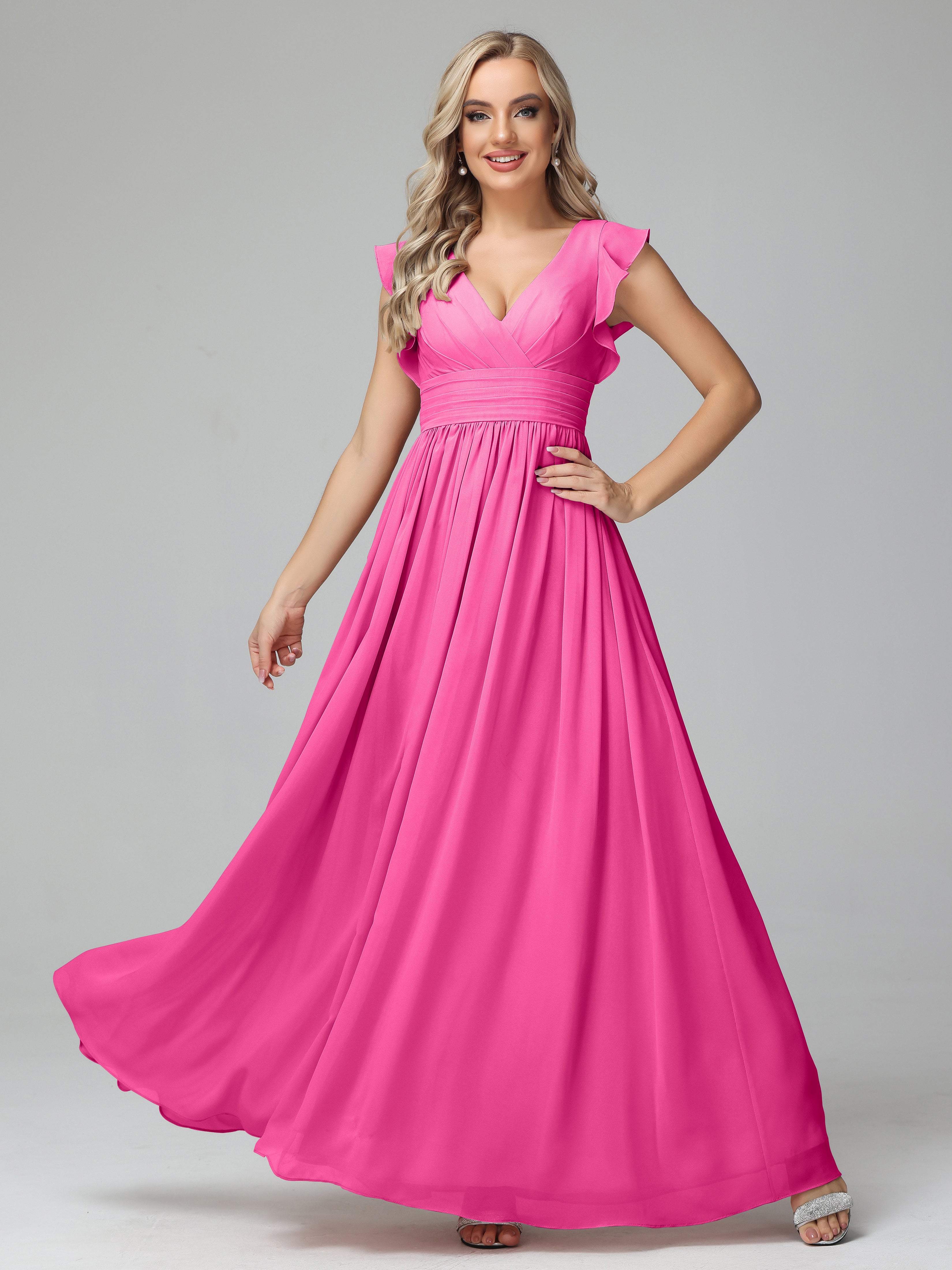 Ruffle Collar Bridesmaid Dress