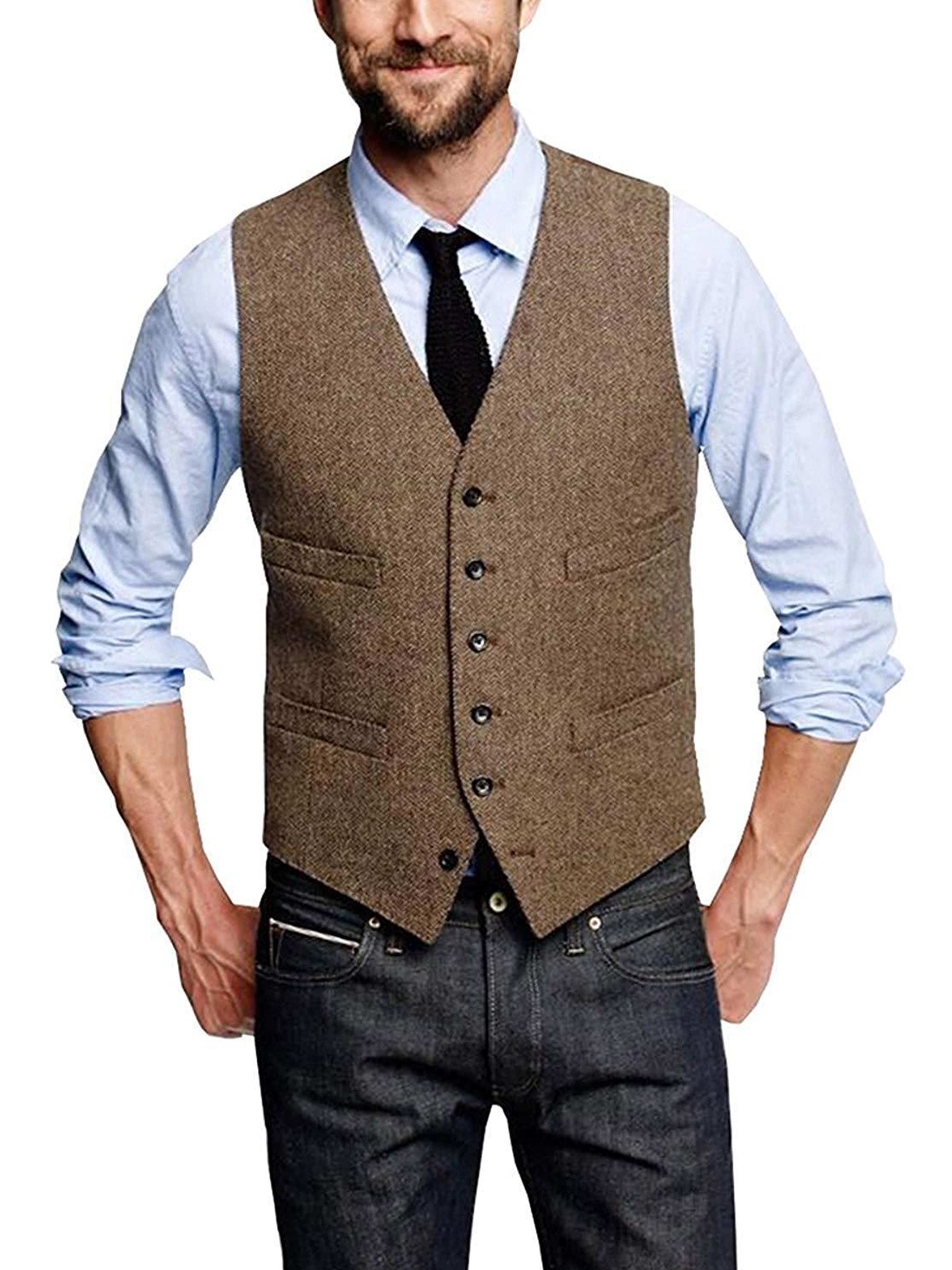 Men's Vest V-neck Fashion Single-Breasted Horse Jacket