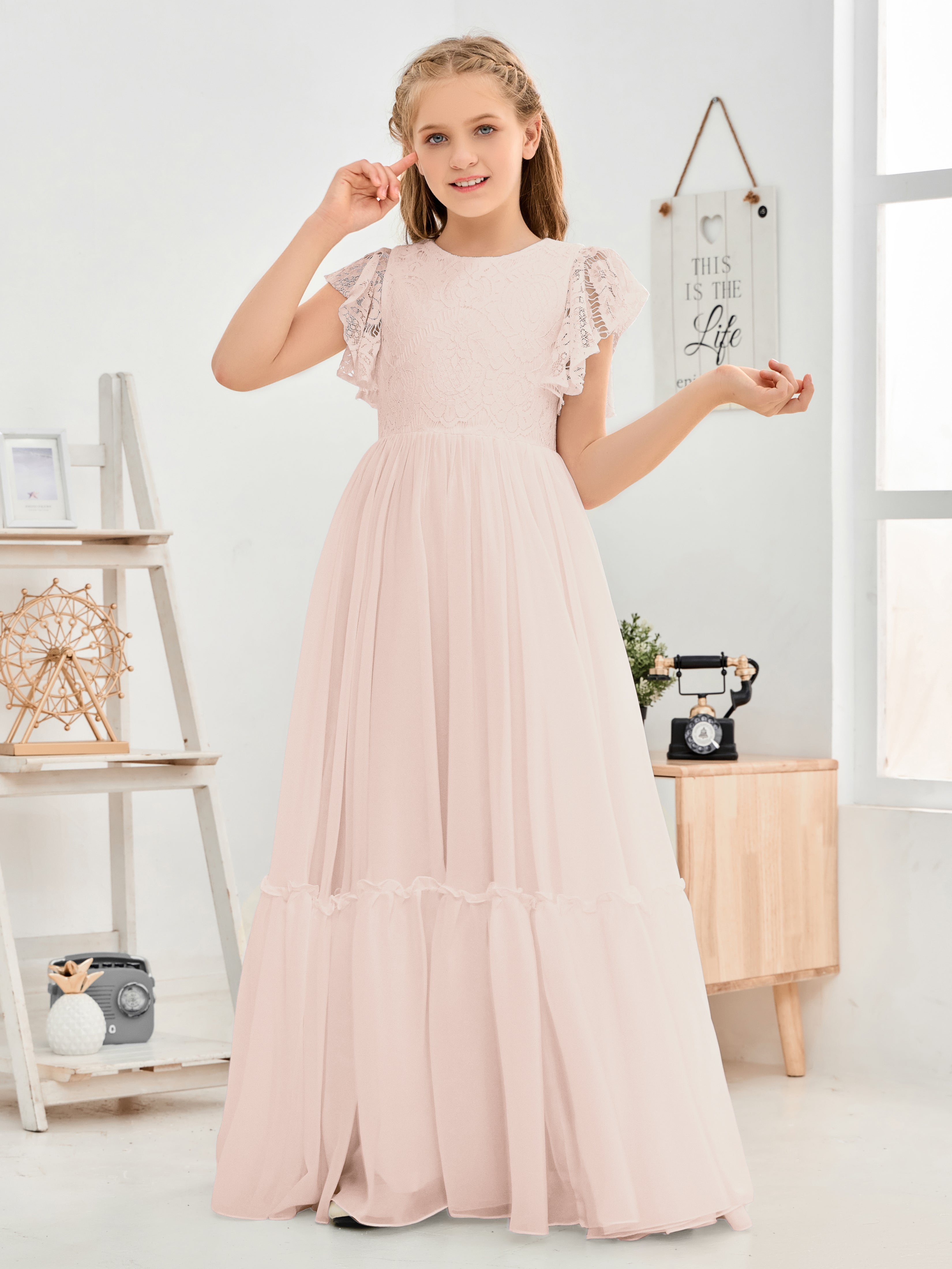 Chiffon selling Lace Junior Bridesmaid Dress