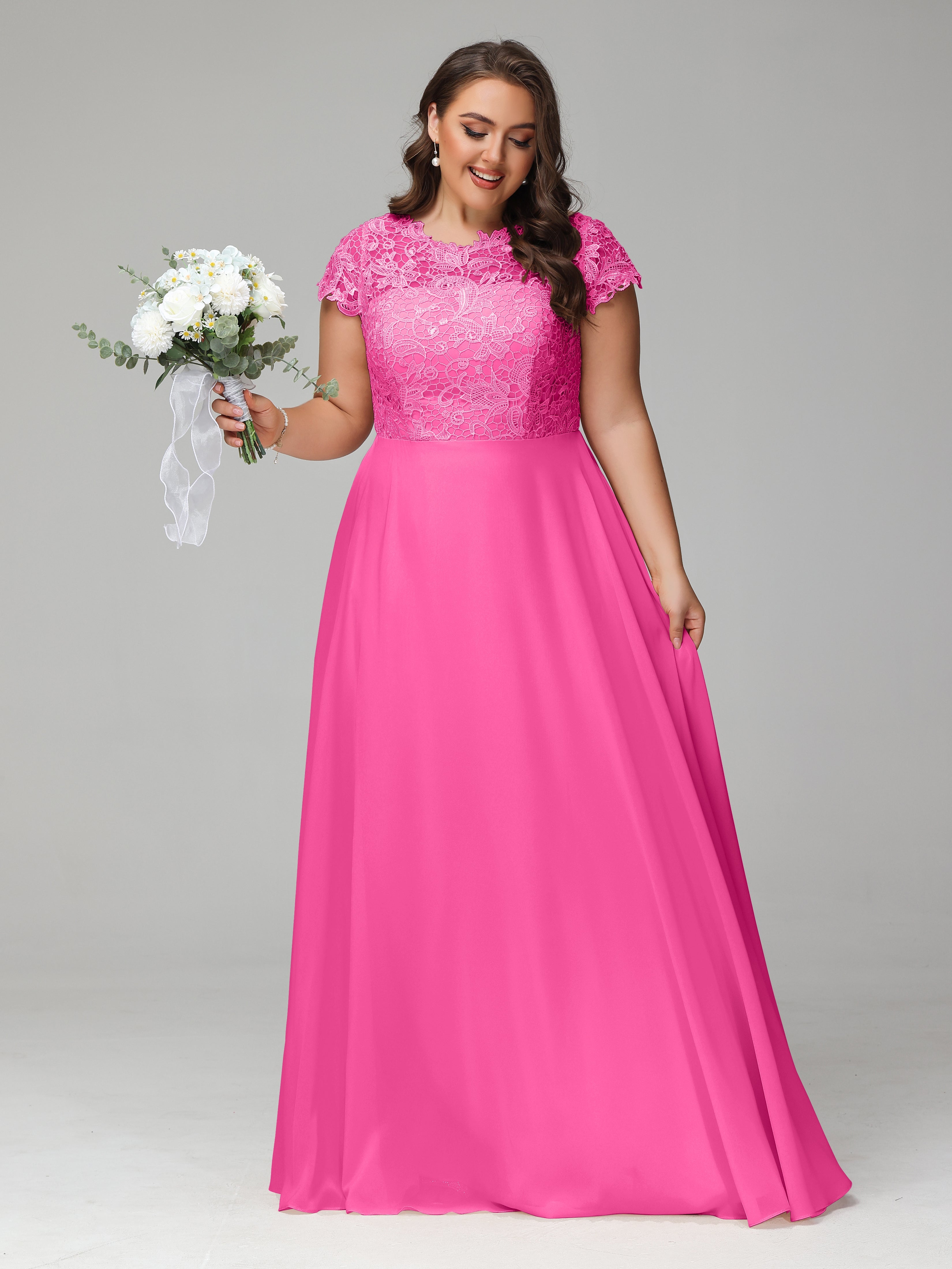 Crew Neck Delicate Chiffon Plus Size Mother of the  Groom Dresses