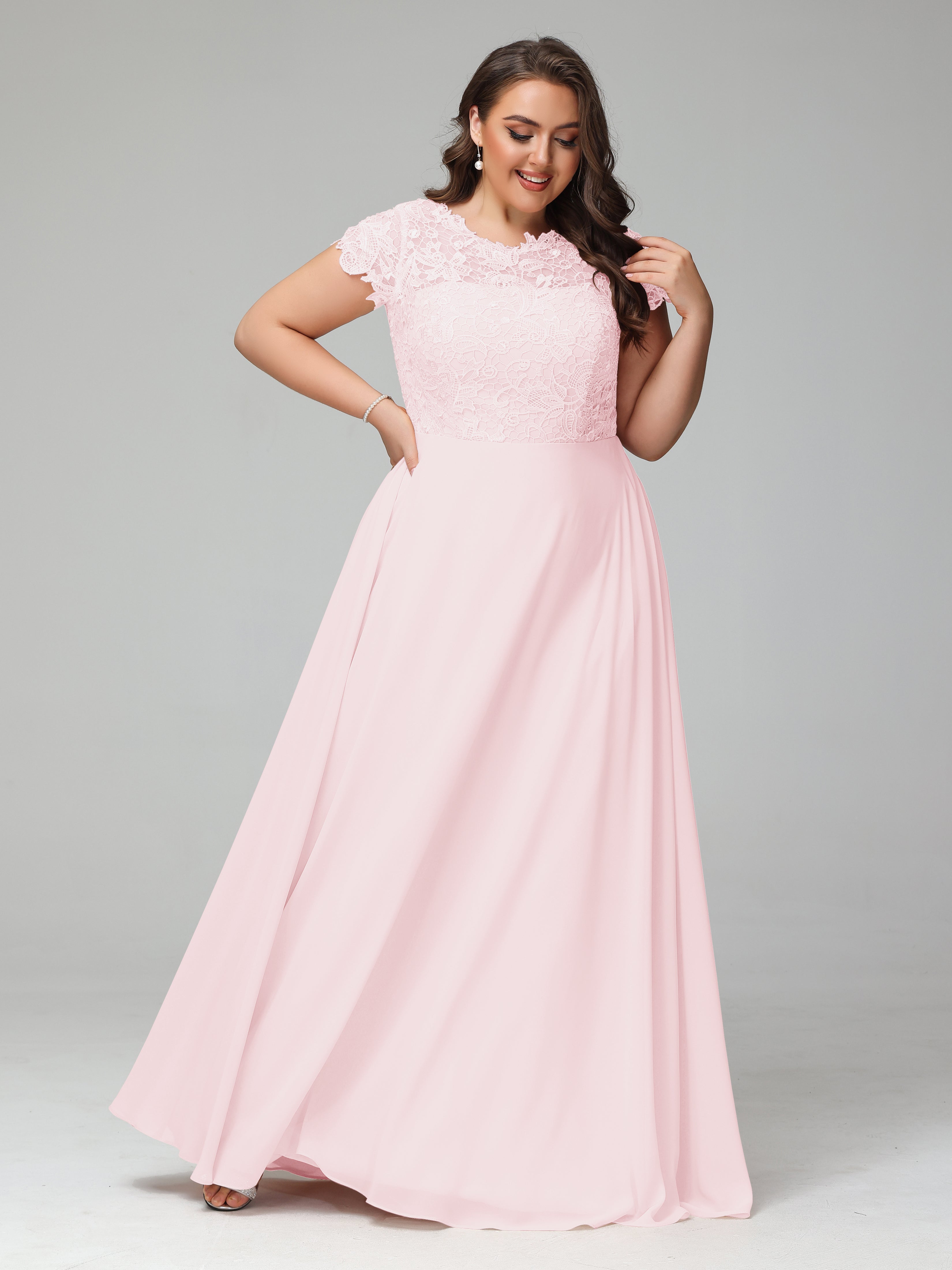 Crew Neck Delicate Chiffon Plus Size Mother of the  Groom Dresses