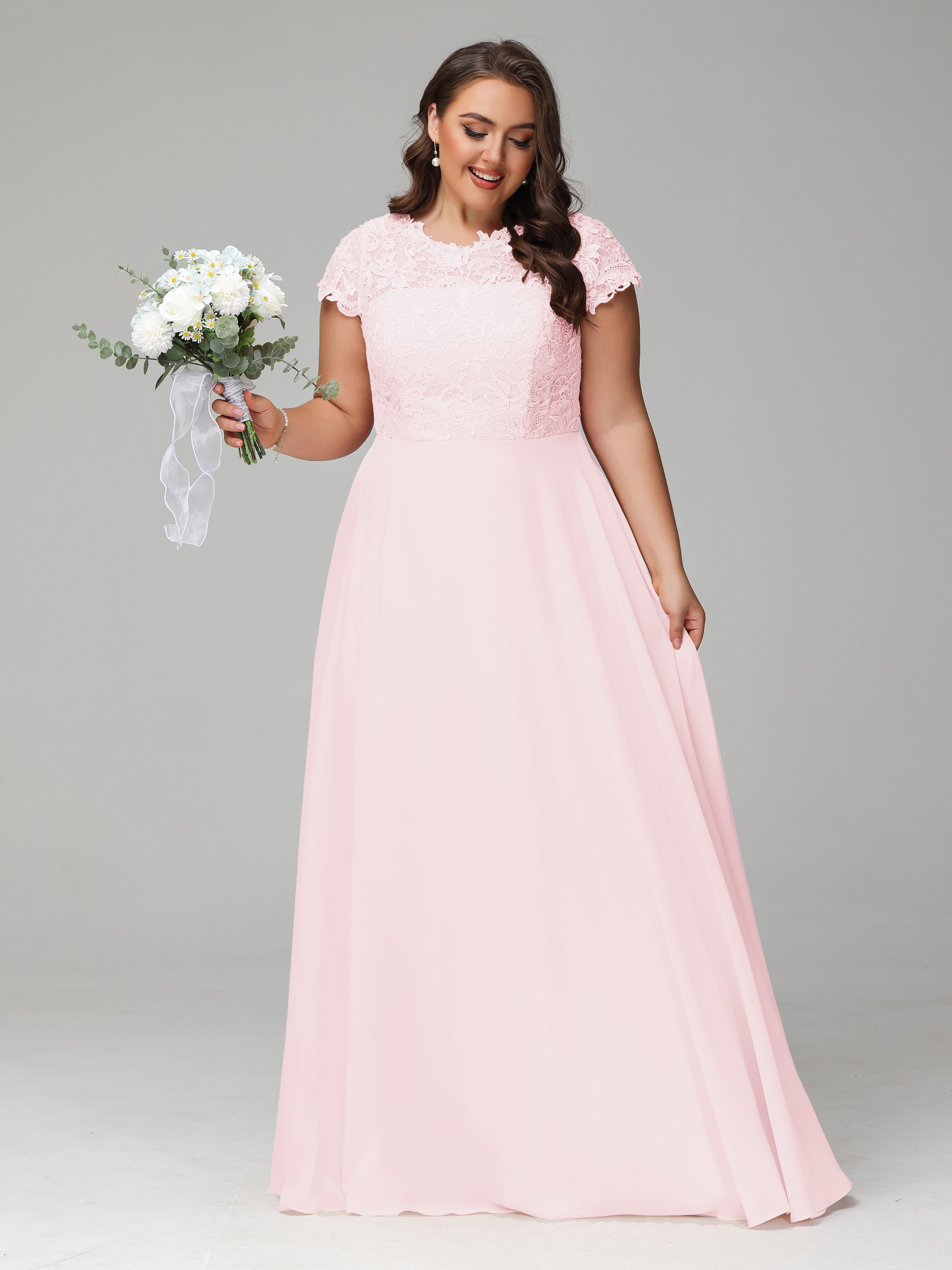 Crew Neck Delicate Chiffon Plus Size Mother of the  Groom Dresses