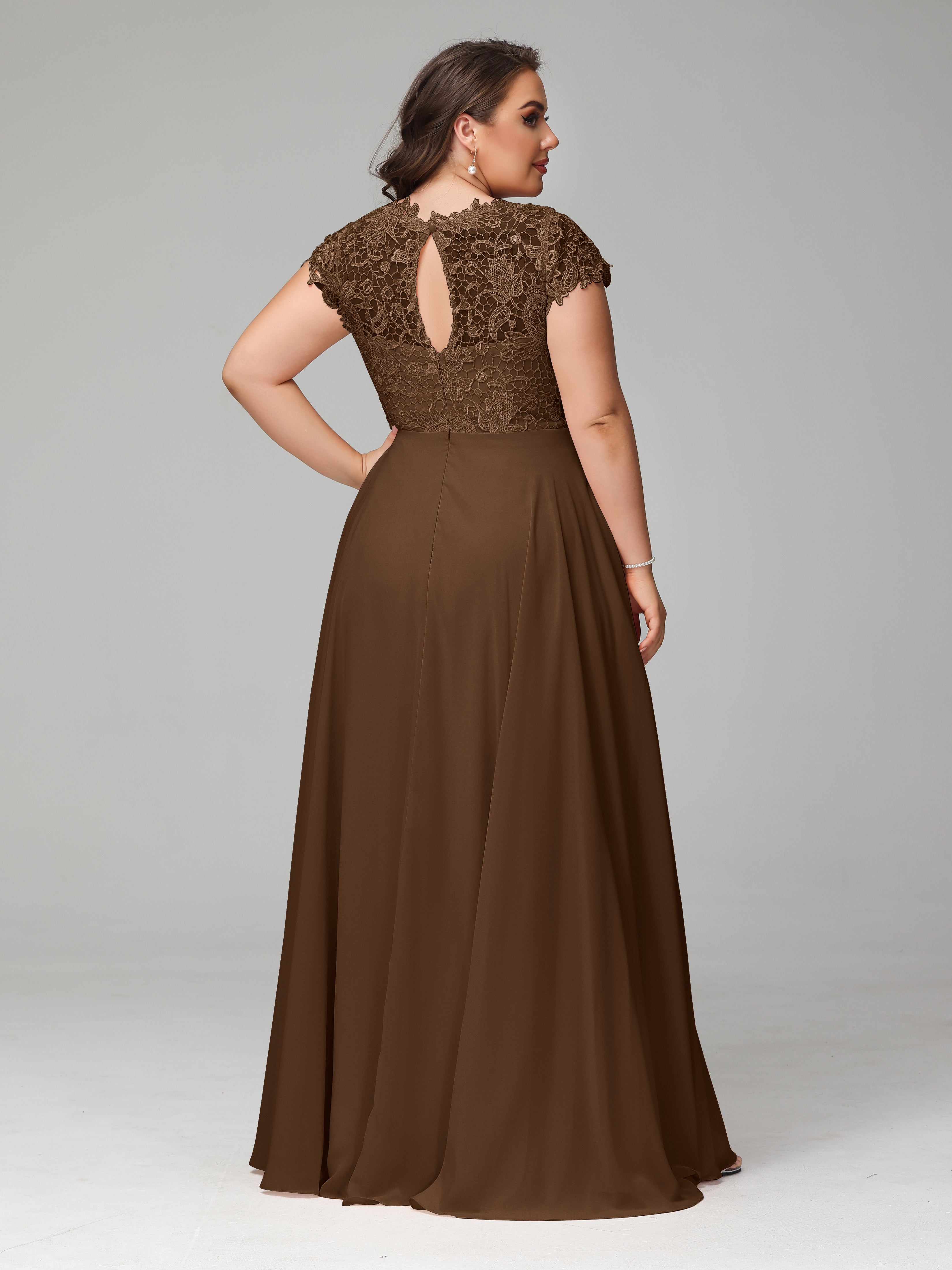 Crew Neck Delicate Chiffon Plus Size Mother of the  Groom Dresses