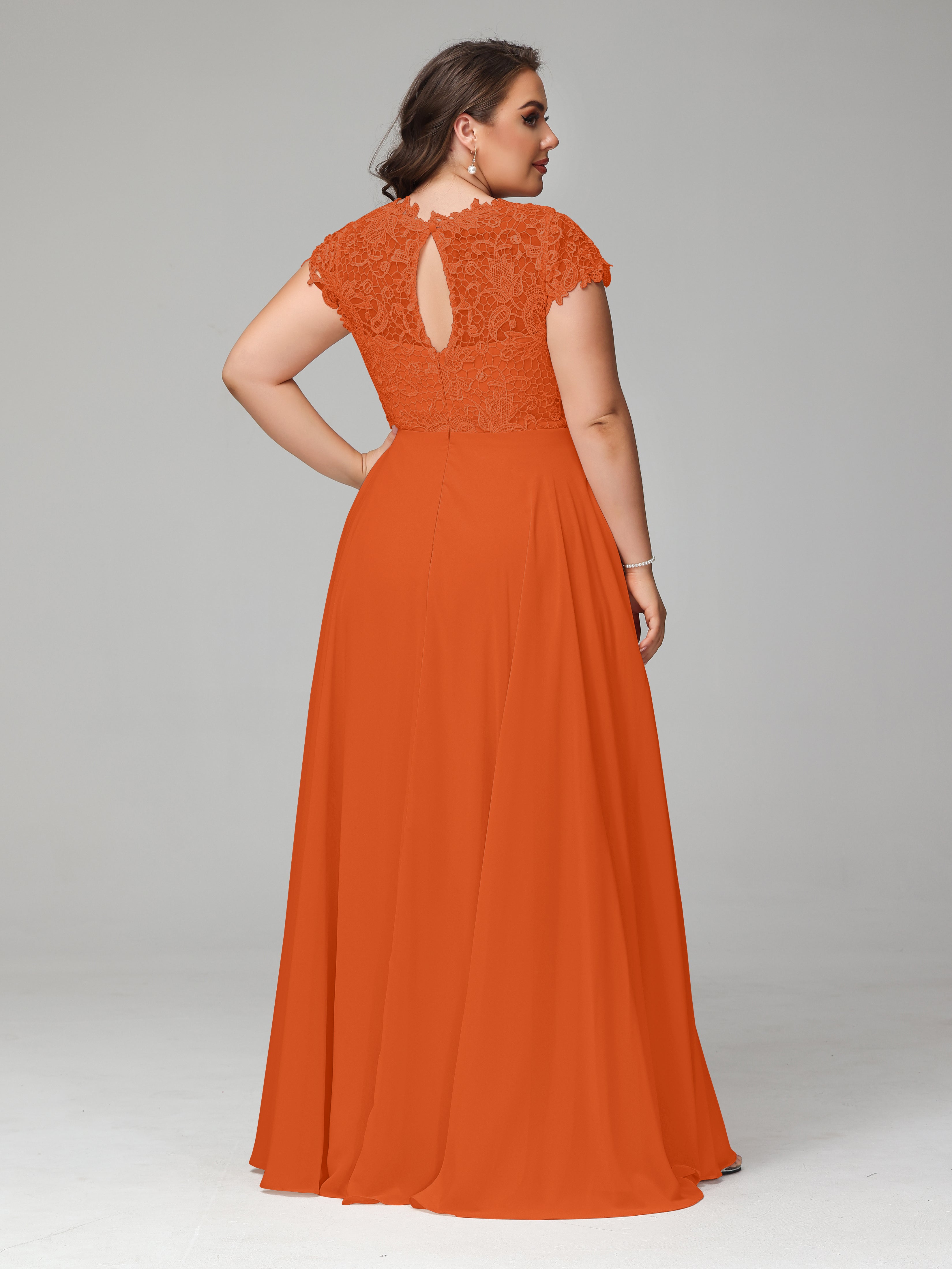 Crew Neck Delicate Chiffon Plus Size Mother of the Bride Dresses